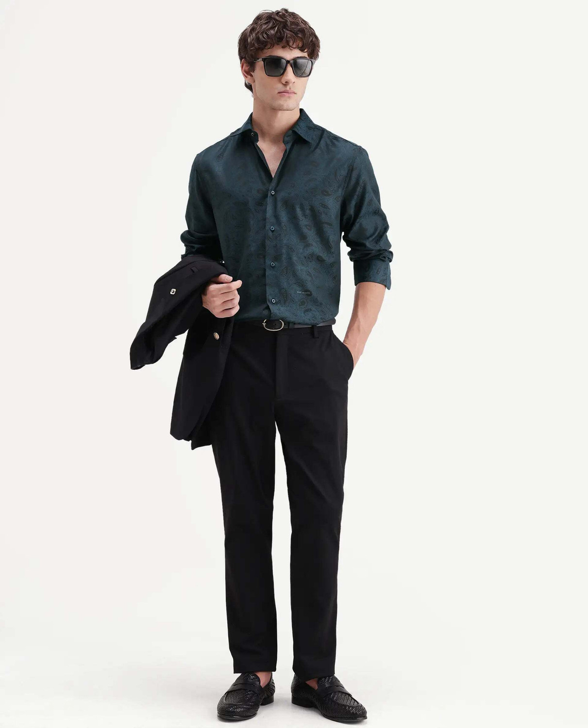 Image of RARE RABBIT Men Regular Fit Solid Casual Shirt