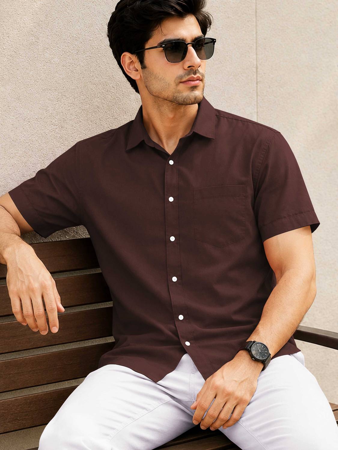 VeBNoR Men Brown Casual Shirt - Image 4