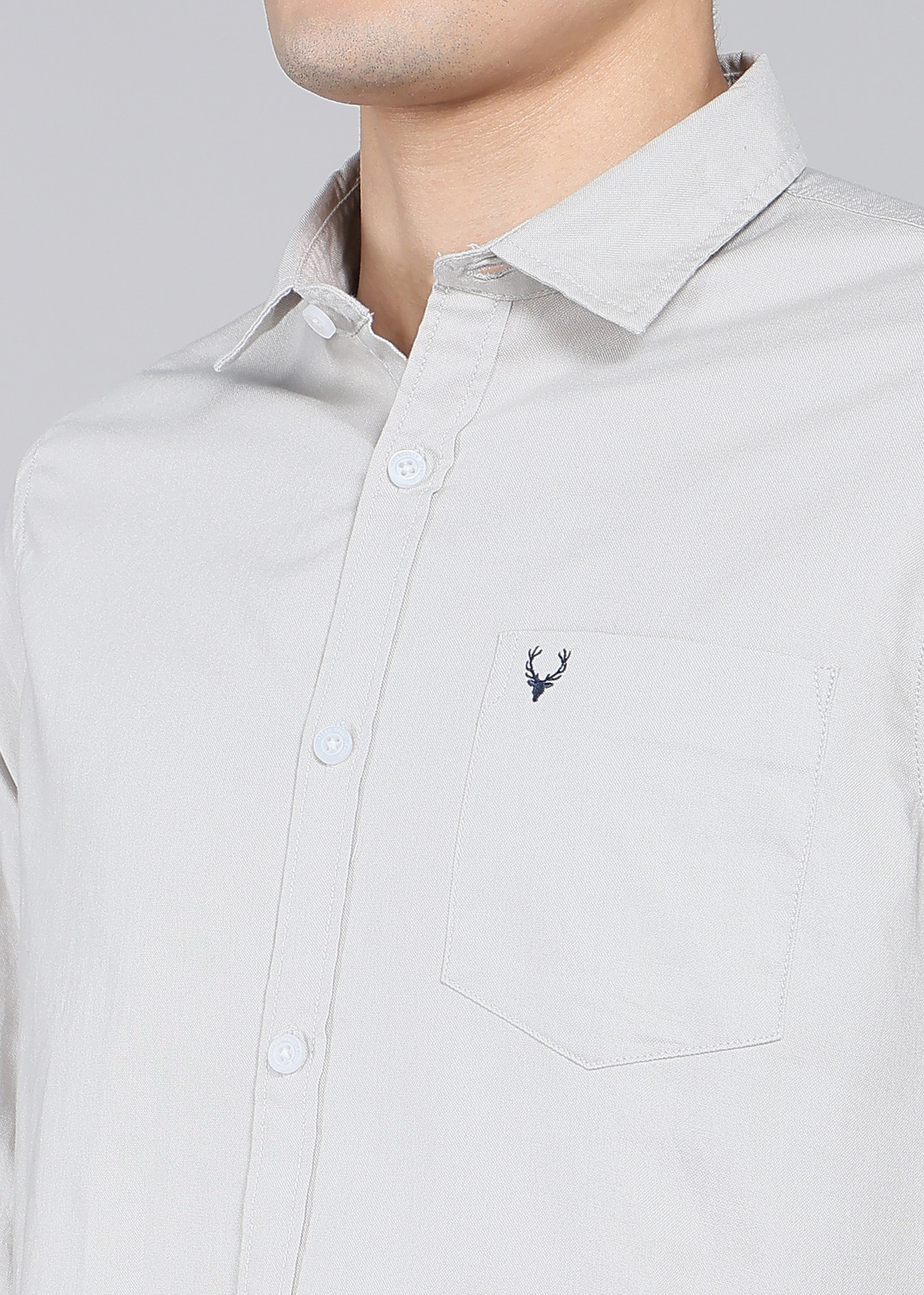 Image of Allen Solly Men Solid Formal Grey Shirt