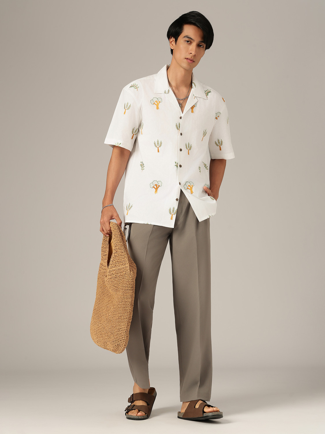 Image of DENNISON Men Embroidered Casual White Shirt
