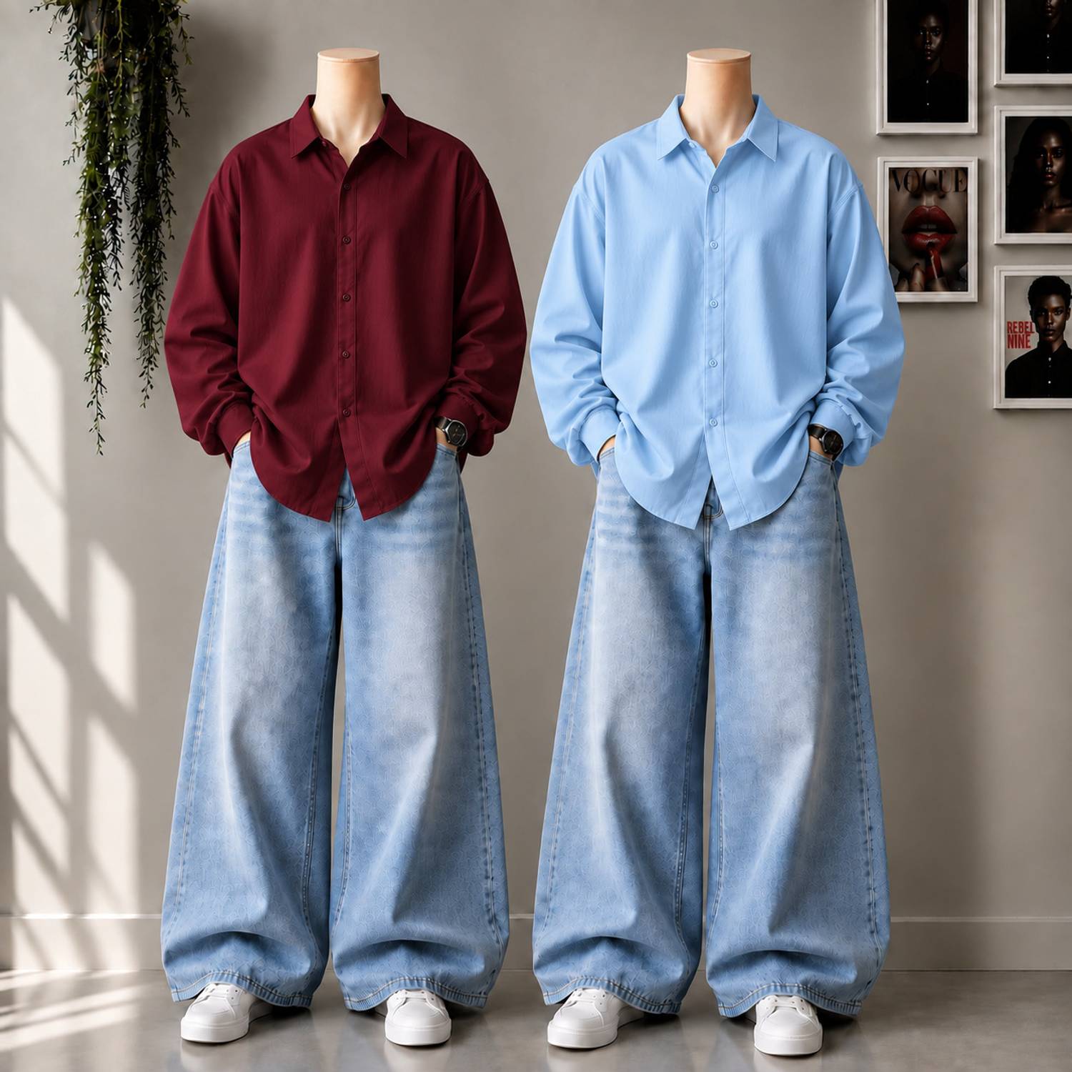 SHABIB Men Maroon, Light Blue Shirt Pack of 2 - Image 1