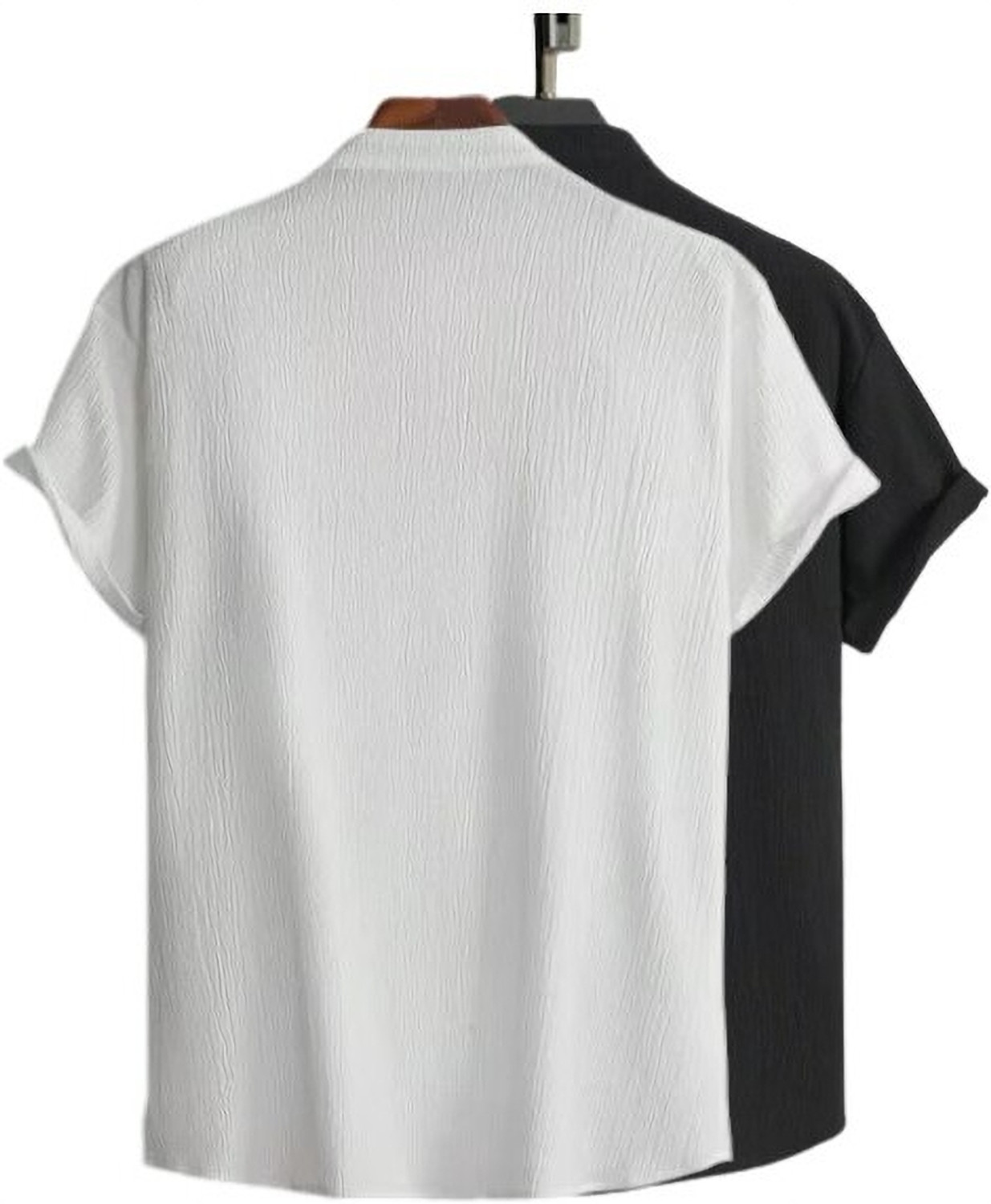 Image of METRONAUT Men Solid Casual Black, White Shirt