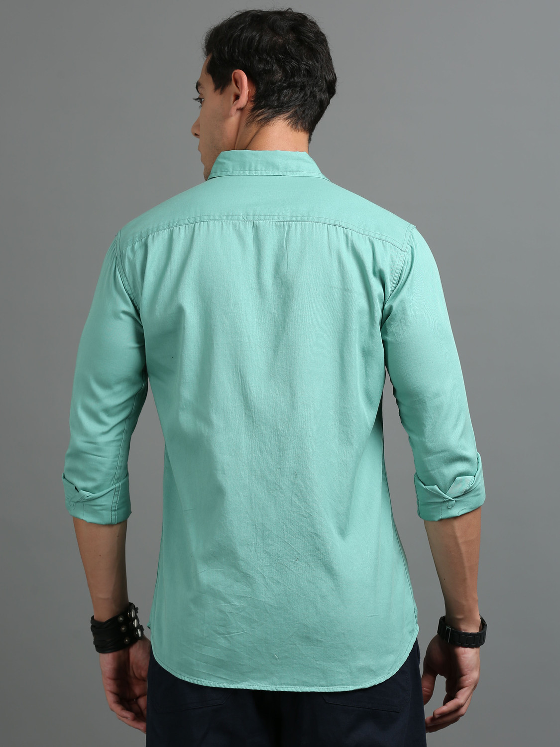 Image of tallwalker Men Solid Casual Light Green Shirt