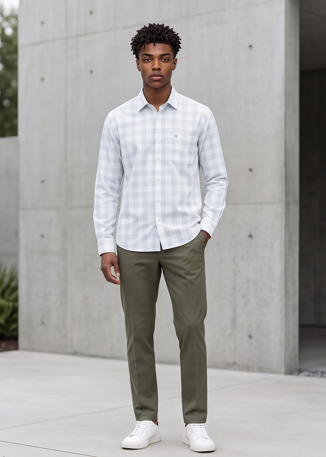 Image of KILLER Men Slim Fit Checkered Formal Shirt