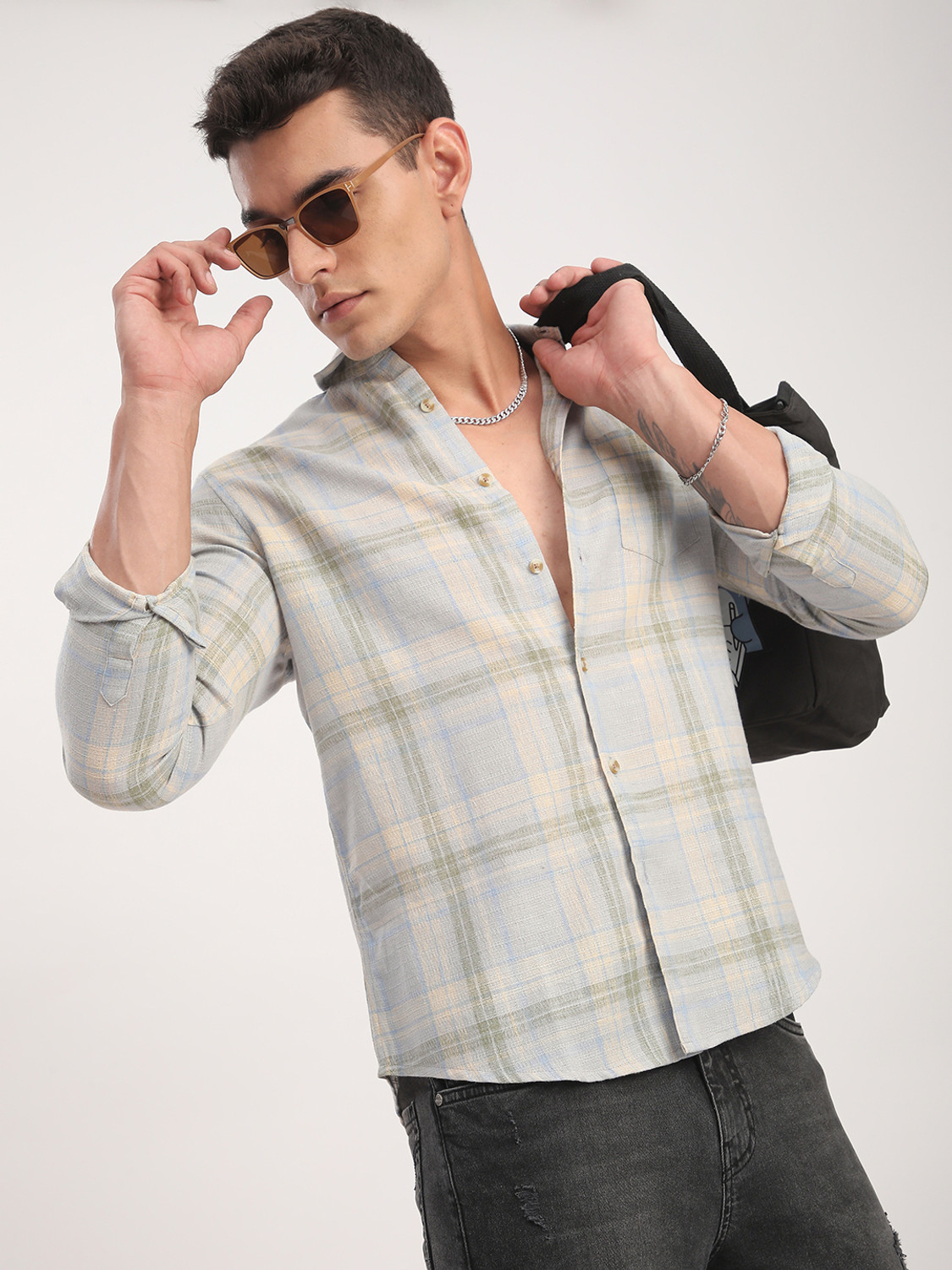 Image of VASTRADO Men Checkered Casual Multicolor Shirt