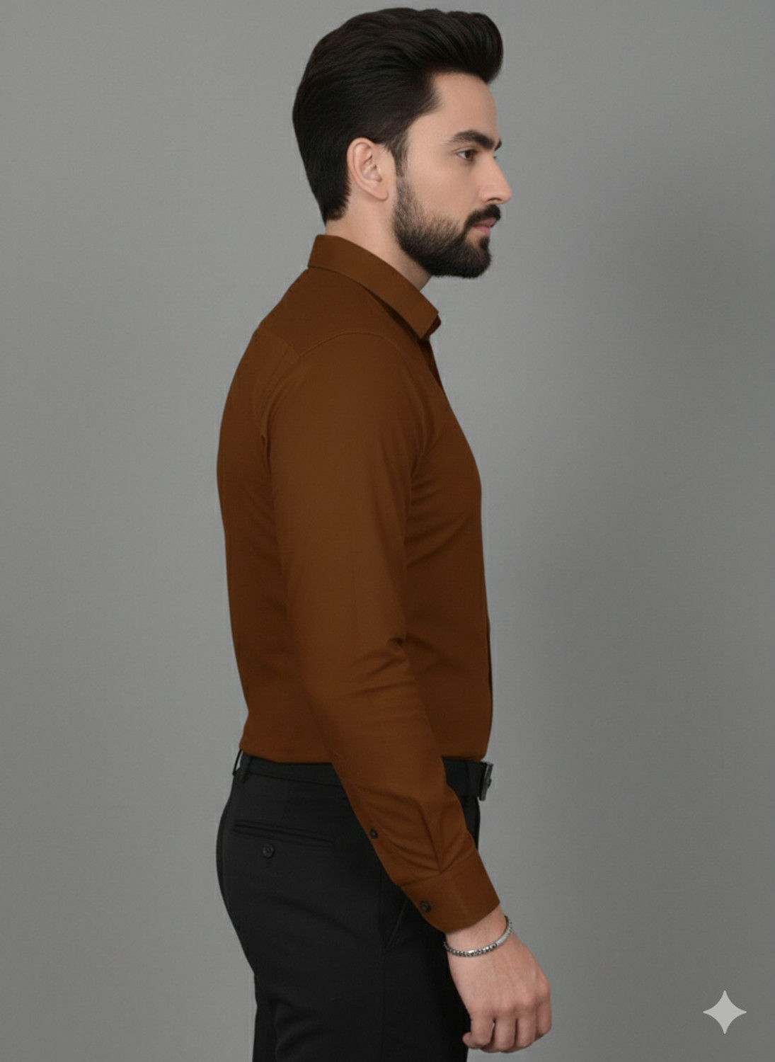 Image of CrisPet Men Solid Casual Brown Shirt