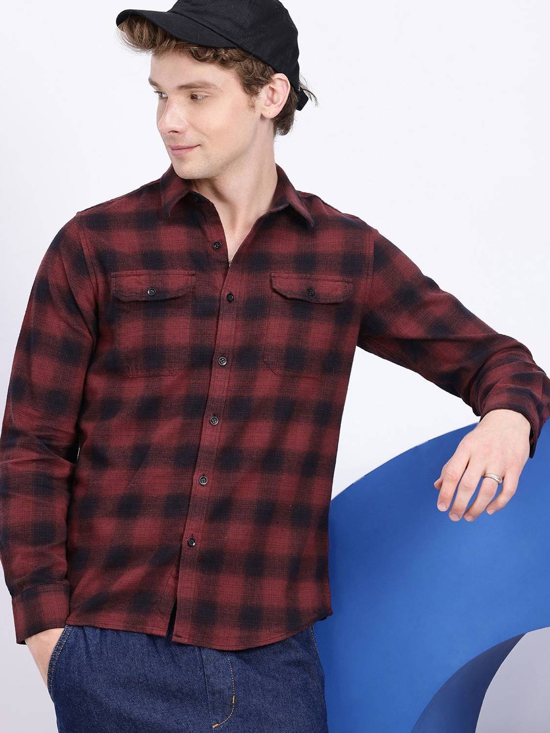 AEROPOSTALE Men Checkered Casual Red Shirt