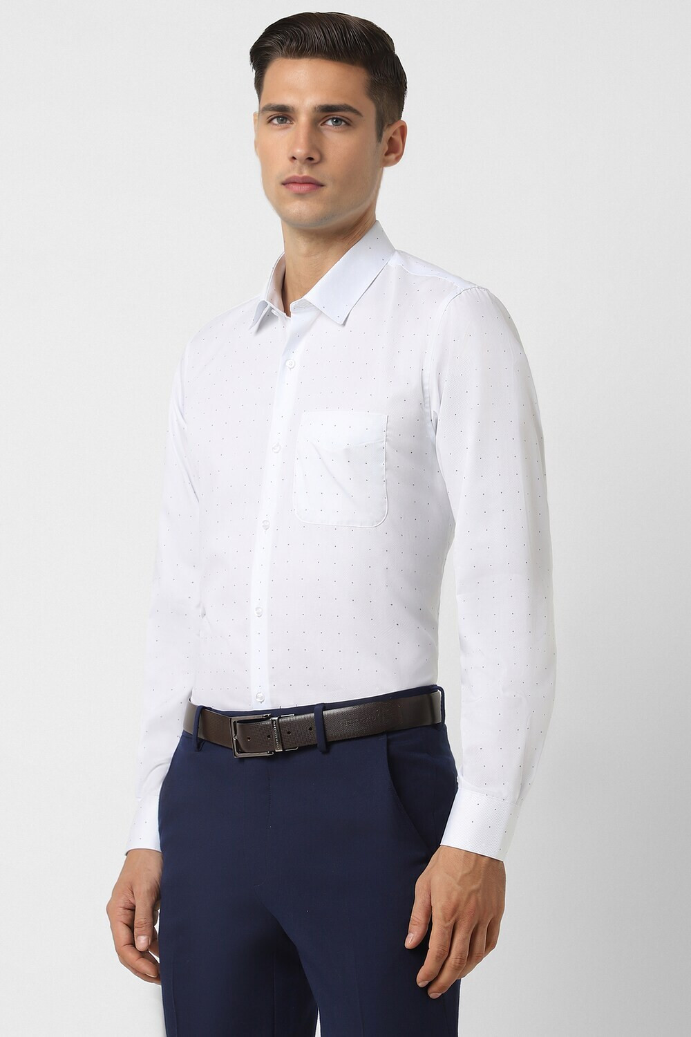 Image of PETER ENGLAND Men Printed Formal White Shirt