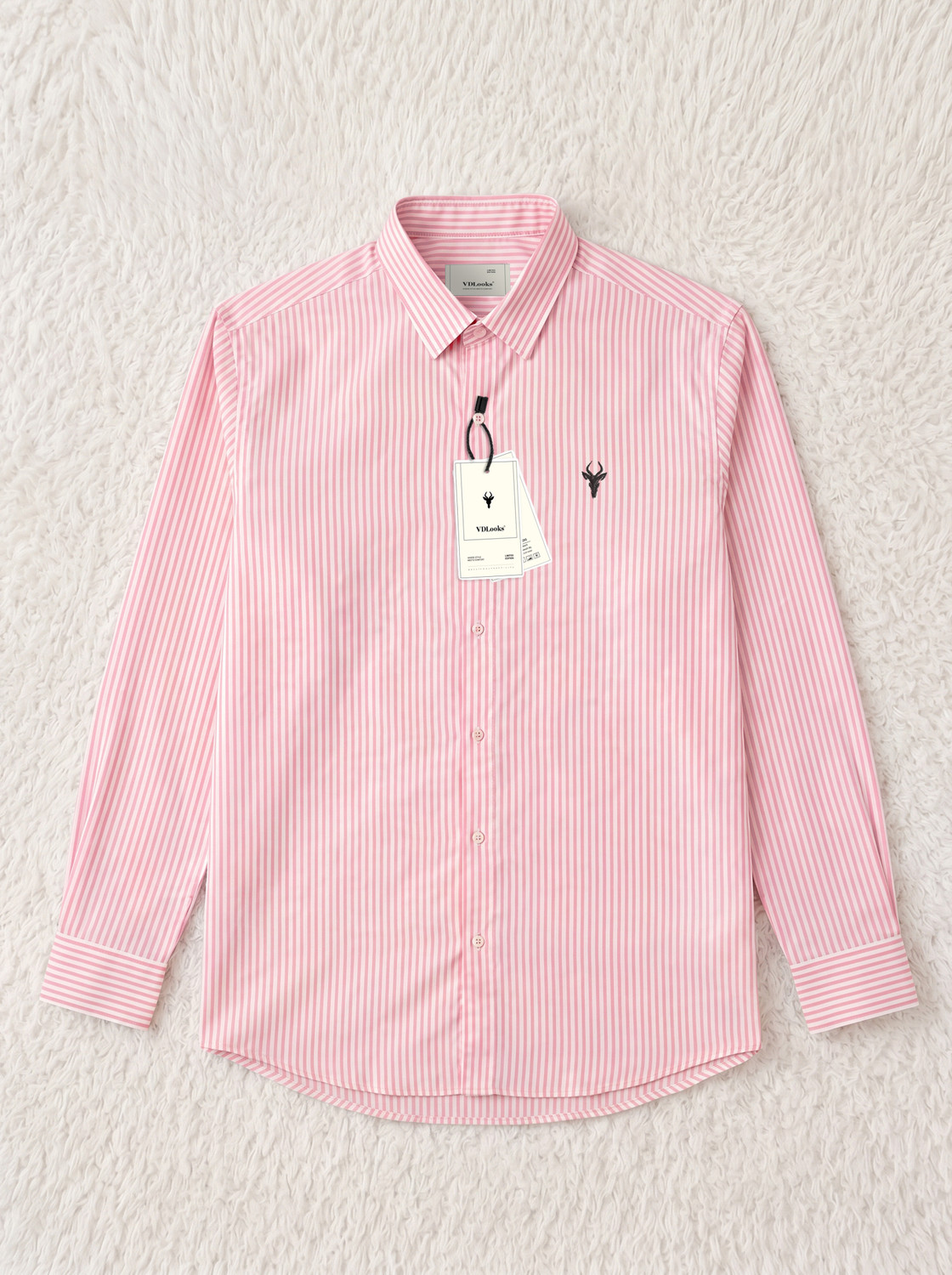 Image of VD Looks Men Striped Casual Pink Shirt
