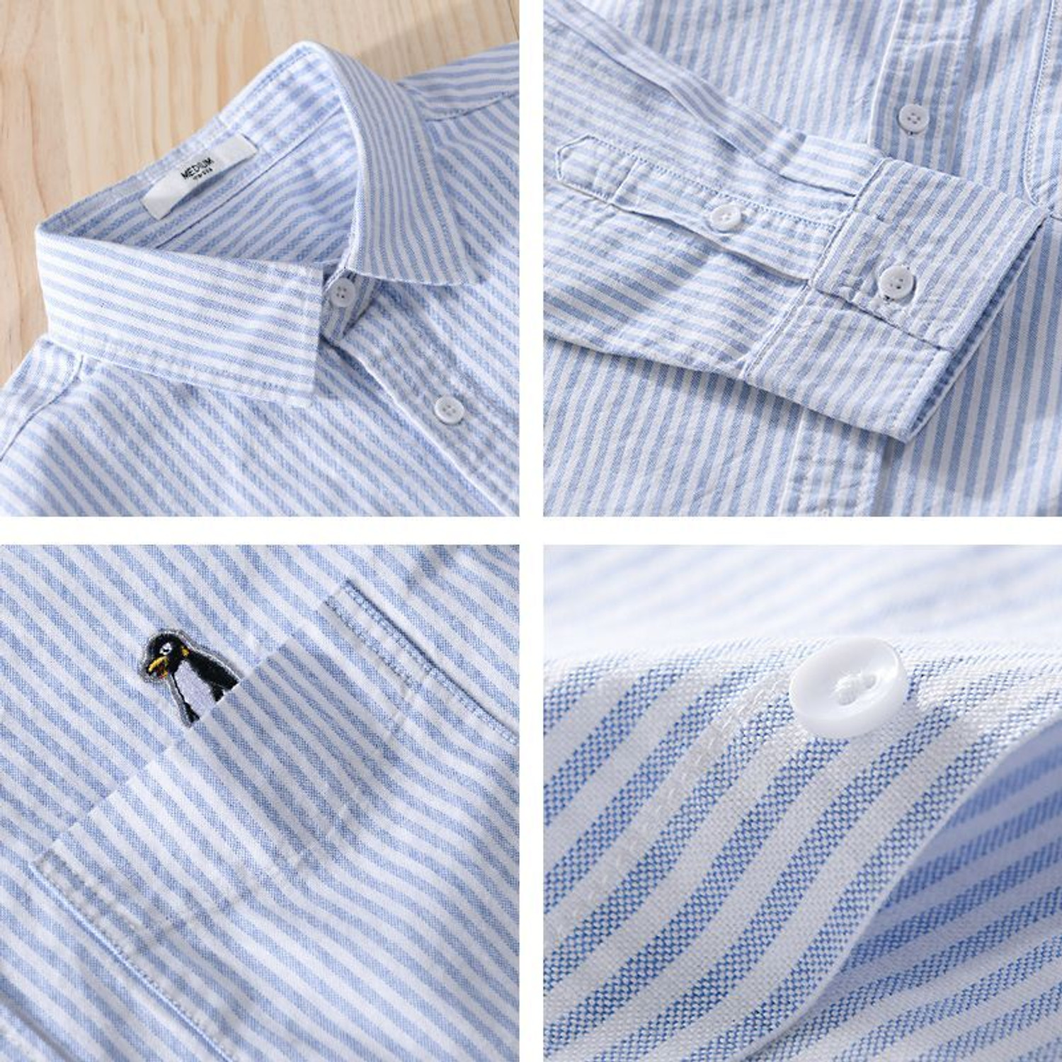 Image of GELAI ENTERPRISE Men Striped Casual Light Blue Shirt