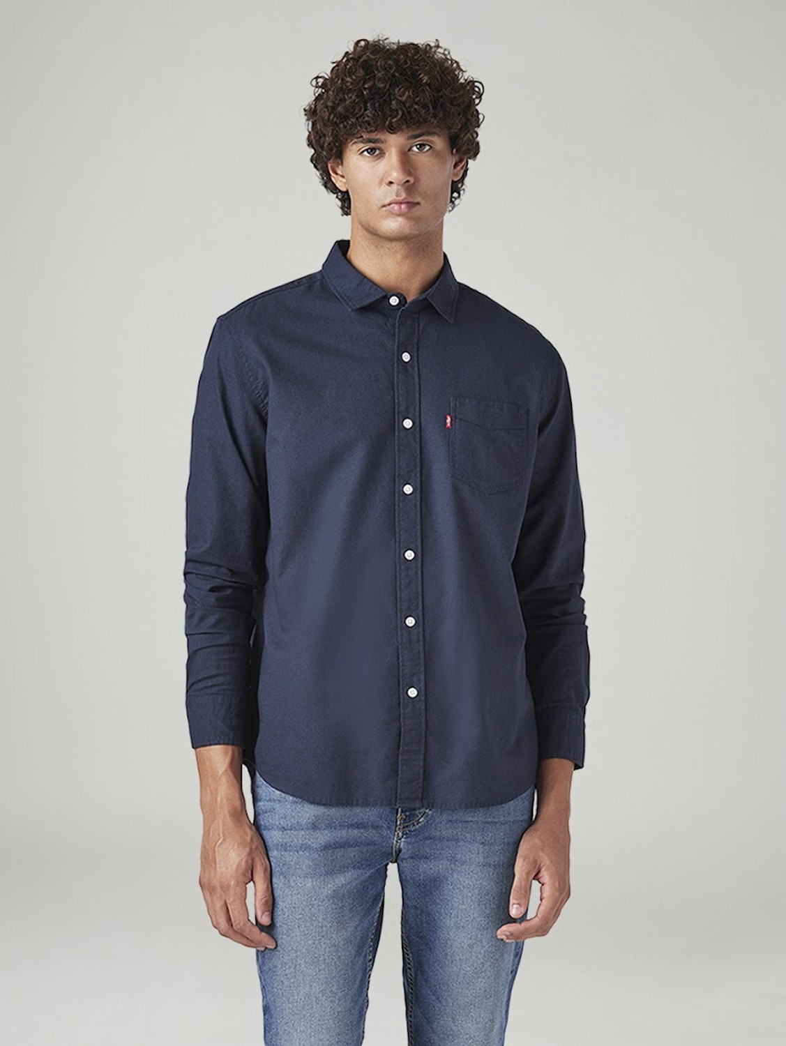 Image of LEVI'S Men Solid Casual Dark Blue Shirt