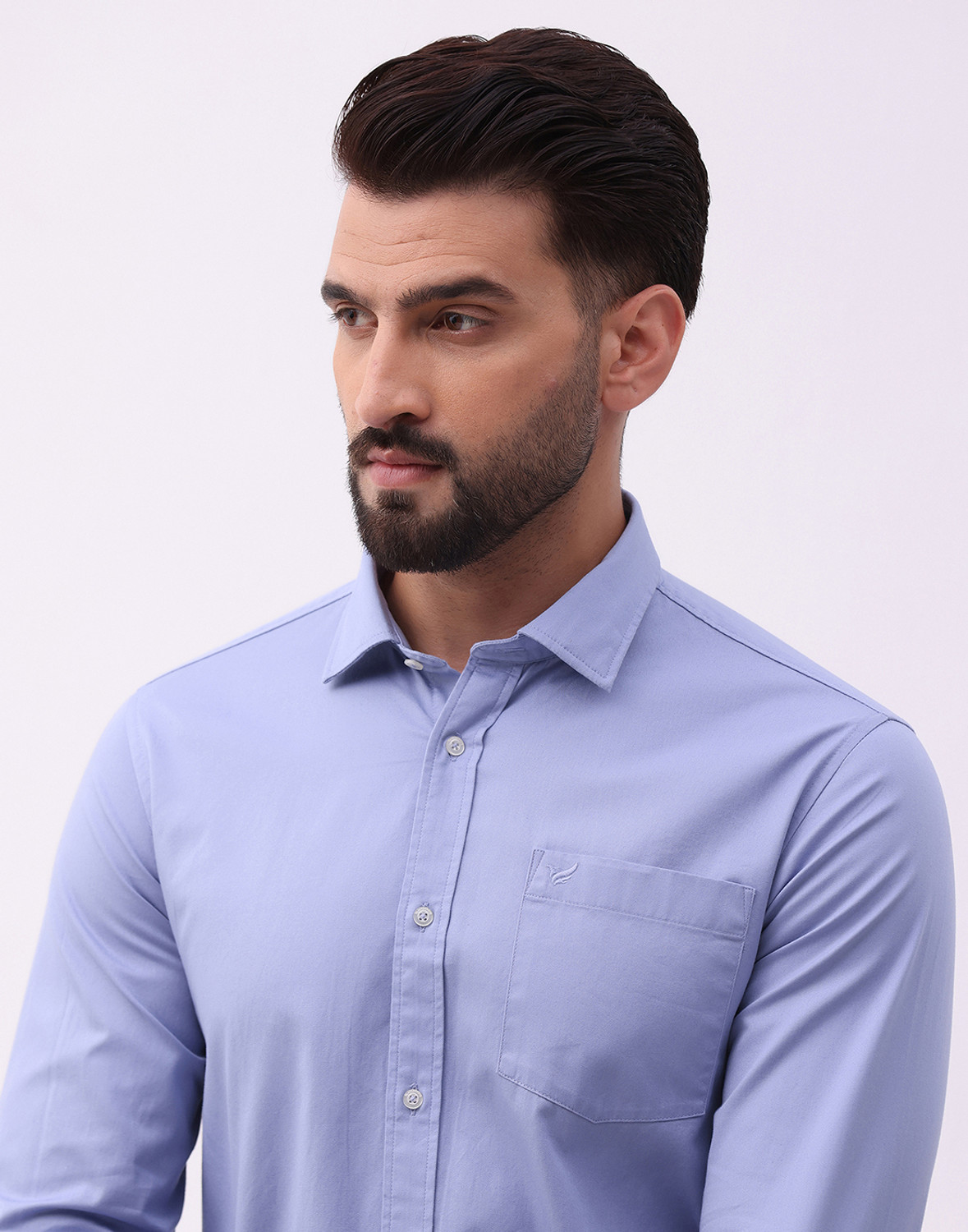Image of Blackberrys Men Slim Fit Solid Cut Away Collar Casual Shirt