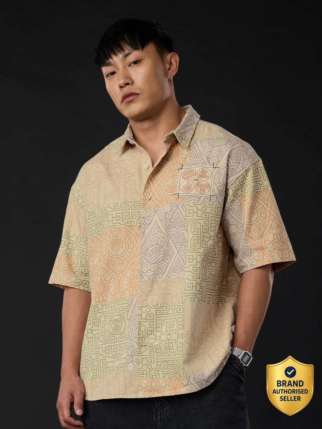 The Souled Store Men Cream Printed Casual Shirt
