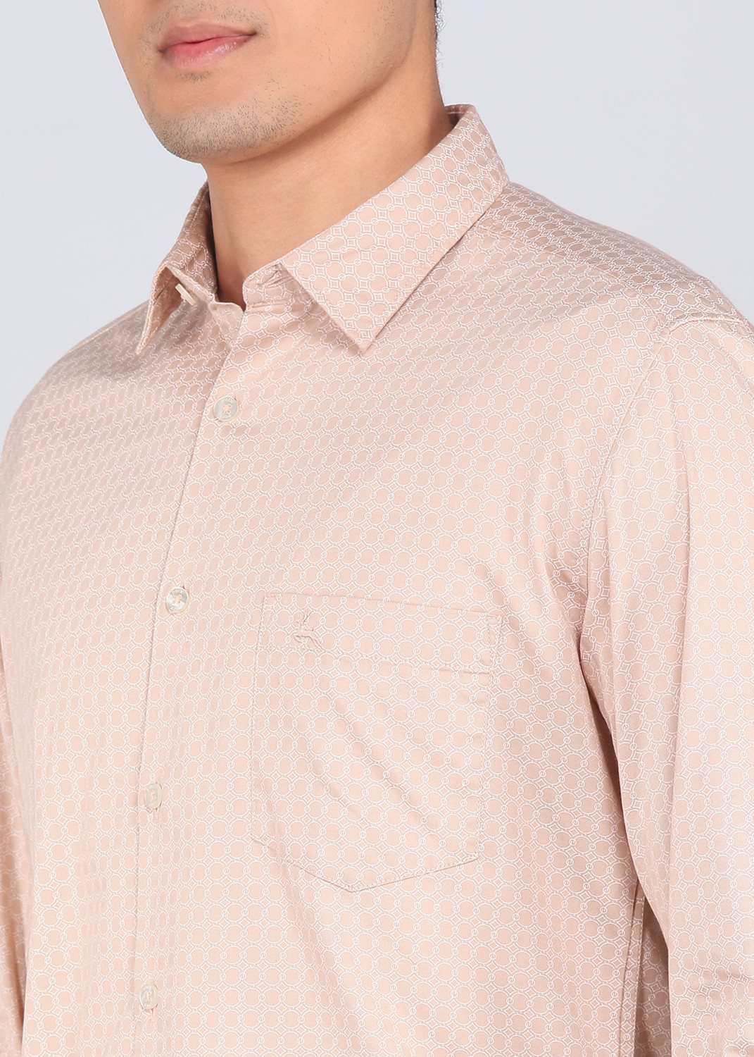 Image of PARX Men Printed Casual Beige Shirt