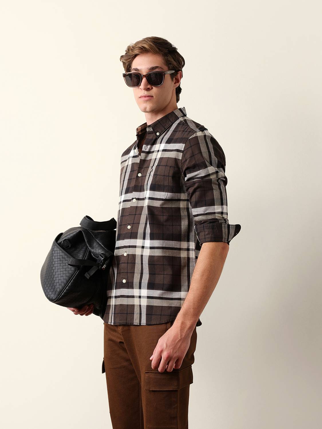 THE BEAR HOUSE Men Checkered Brown Shirt - Image 3