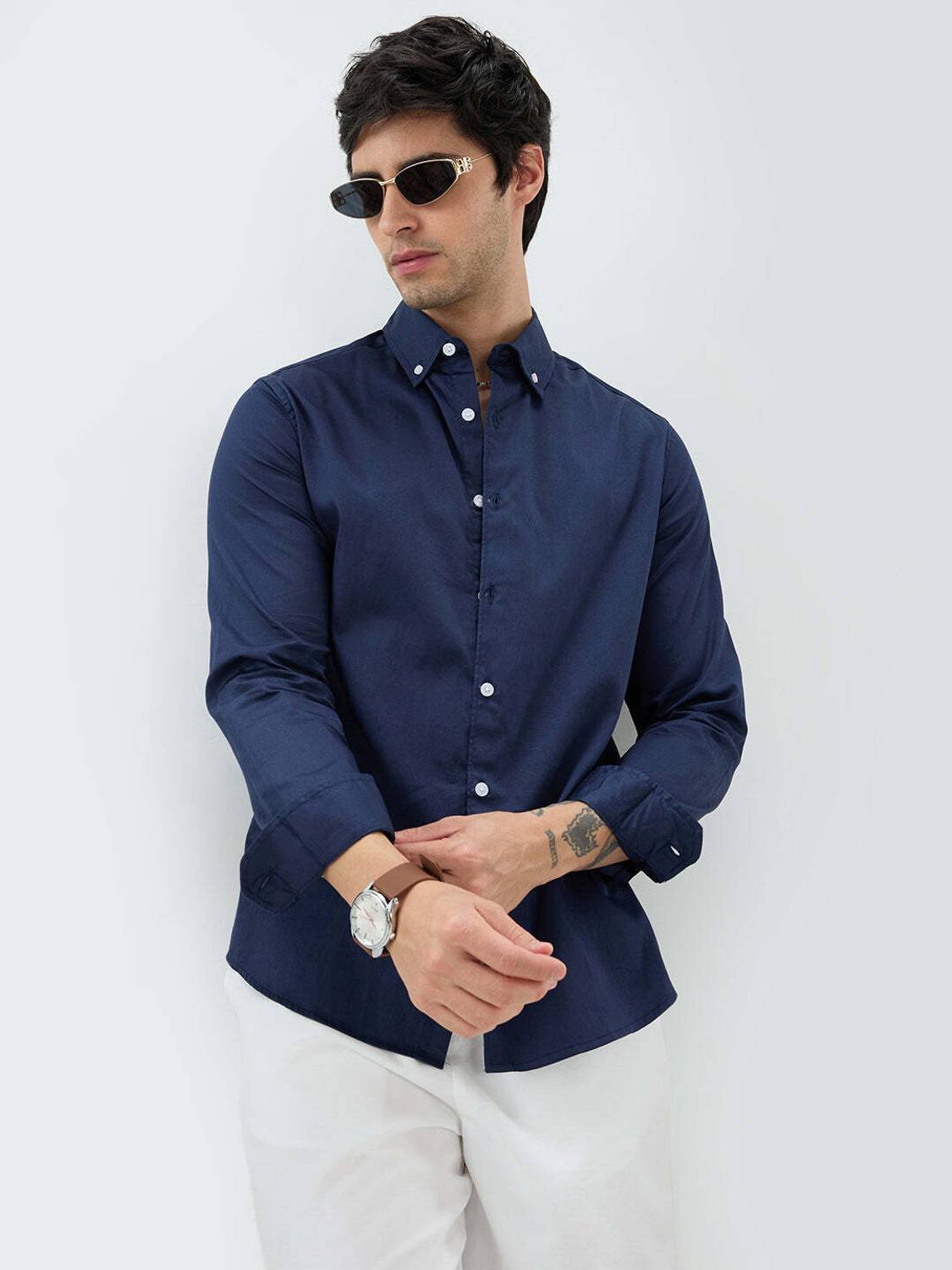 VASTRADO Men Dark Blue Casual Shirt - Image 2