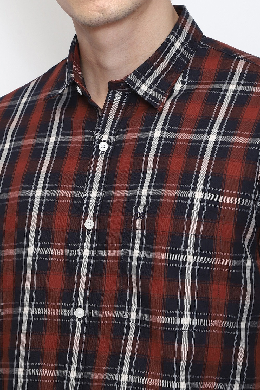 Image of PETER ENGLAND Men Checkered Casual Maroon Shirt