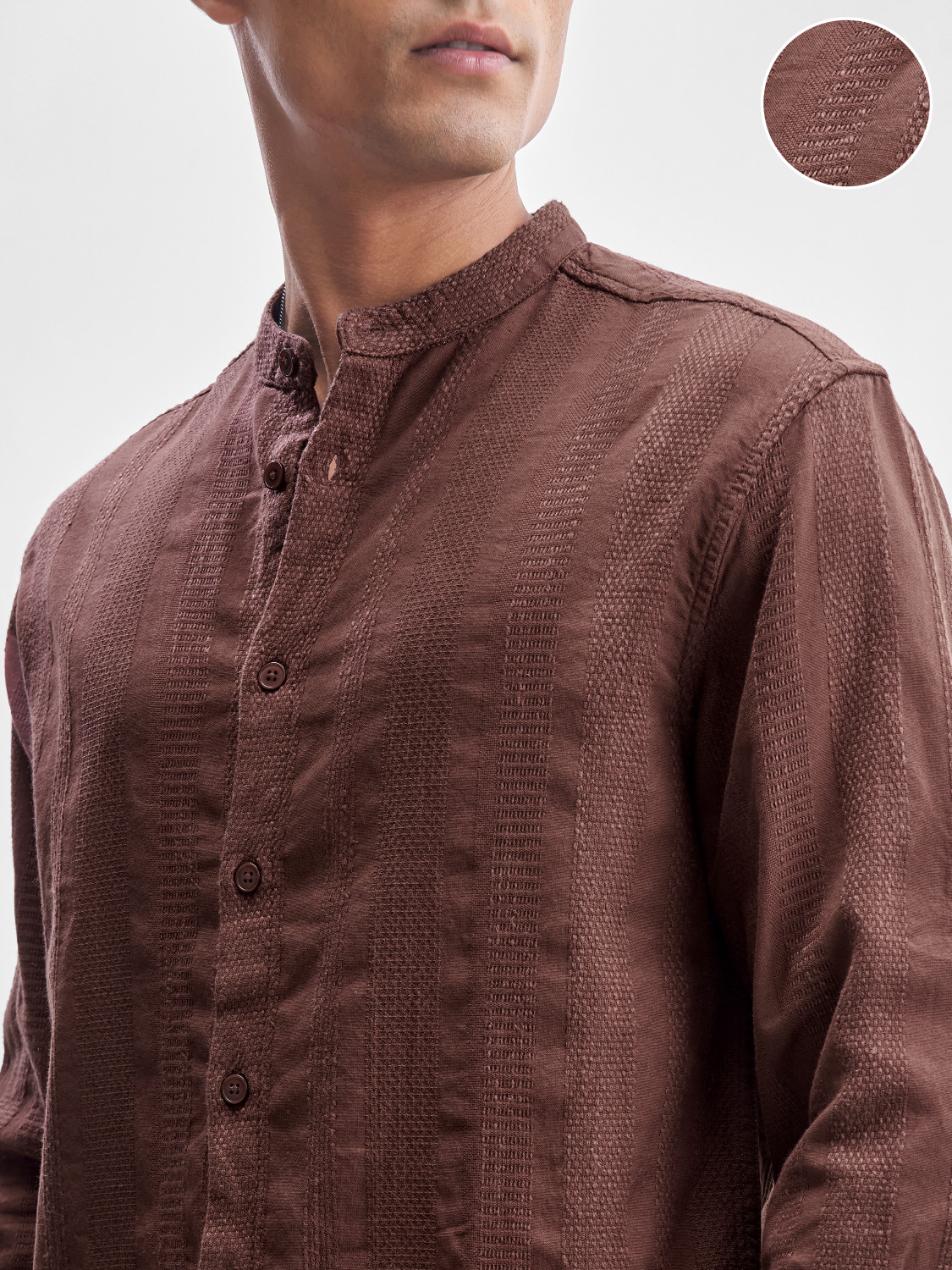 Image of HIGHLANDER Men Solid Casual Brown Shirt