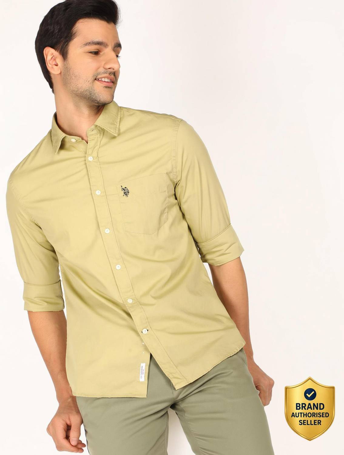 U.S. POLO ASSN. Men Beige Casual Shirt - Image 1