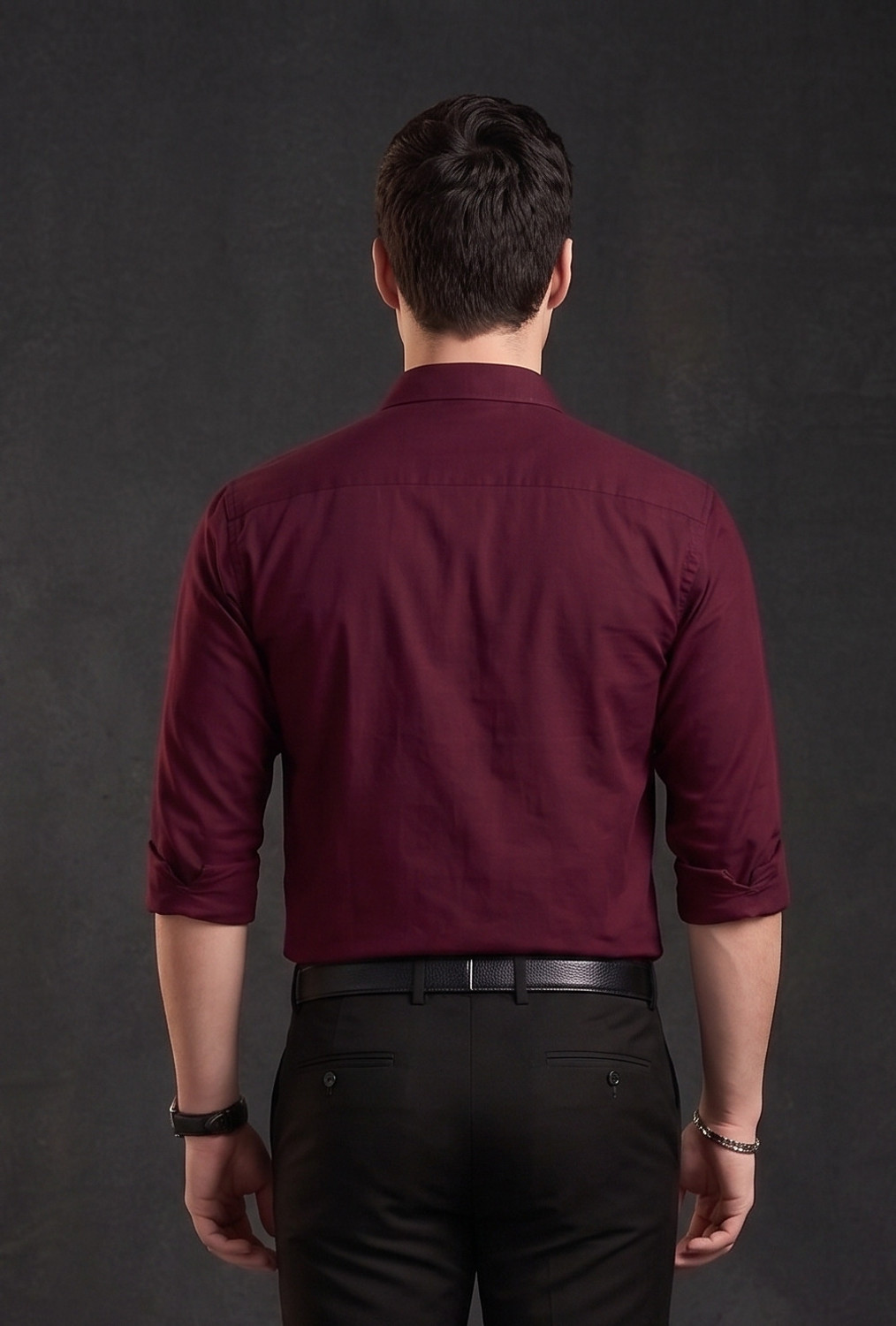 Image of FIBERMILL Men Solid Formal Maroon Shirt