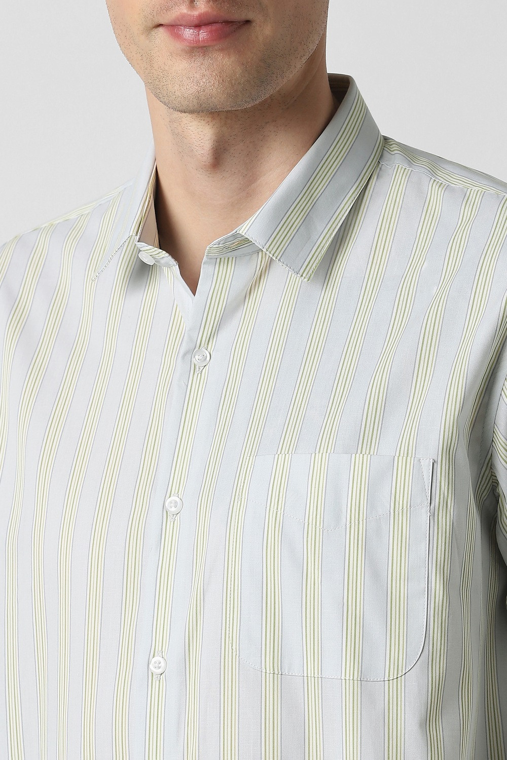 Image of PETER ENGLAND Men Striped Formal Grey Shirt
