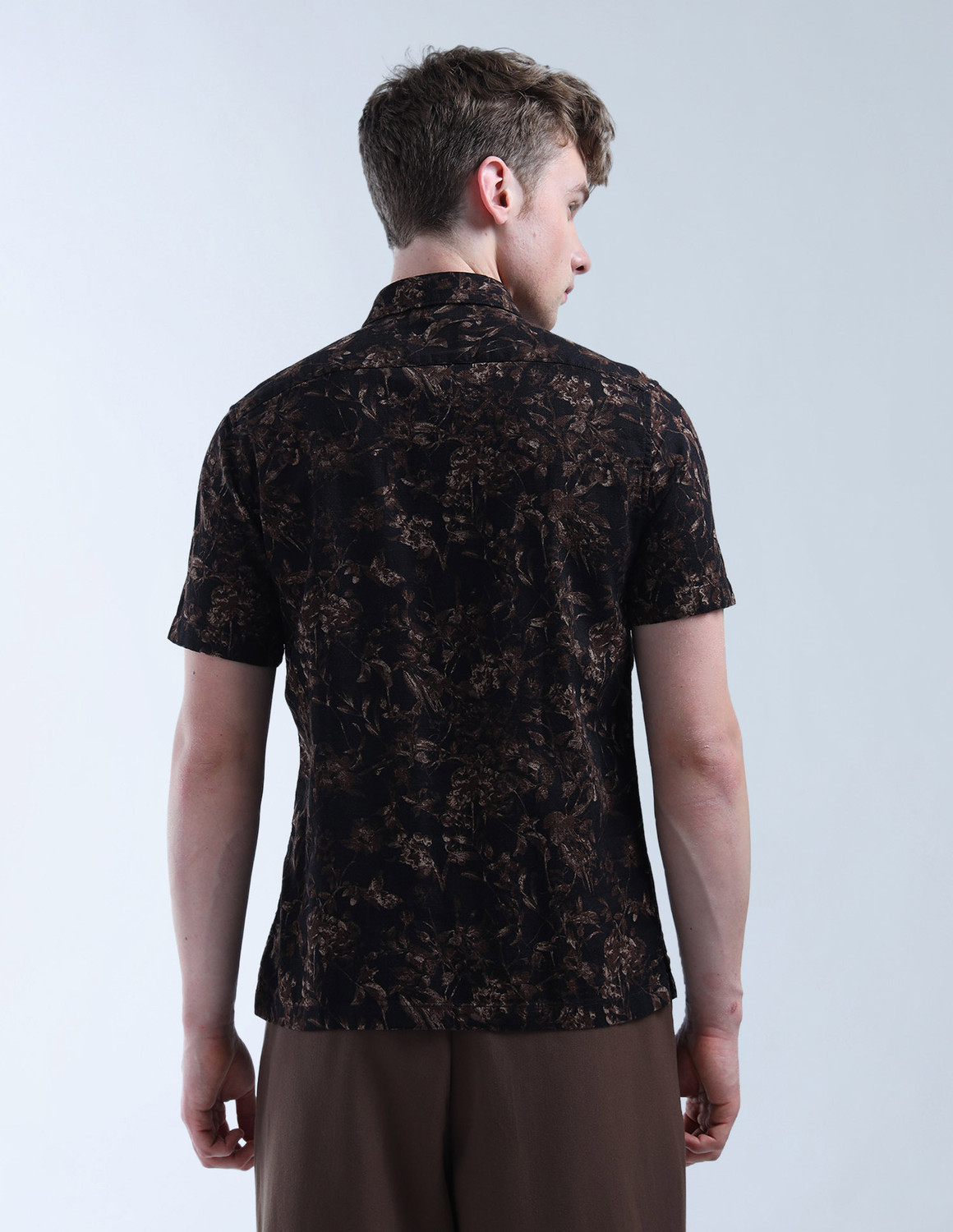 Image of FLYING MACHINE Men Printed Casual Black Shirt