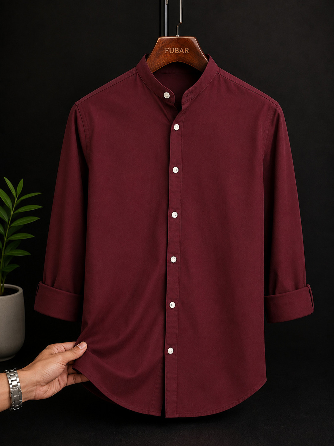 FUBAR Men Solid Casual Maroon Shirt