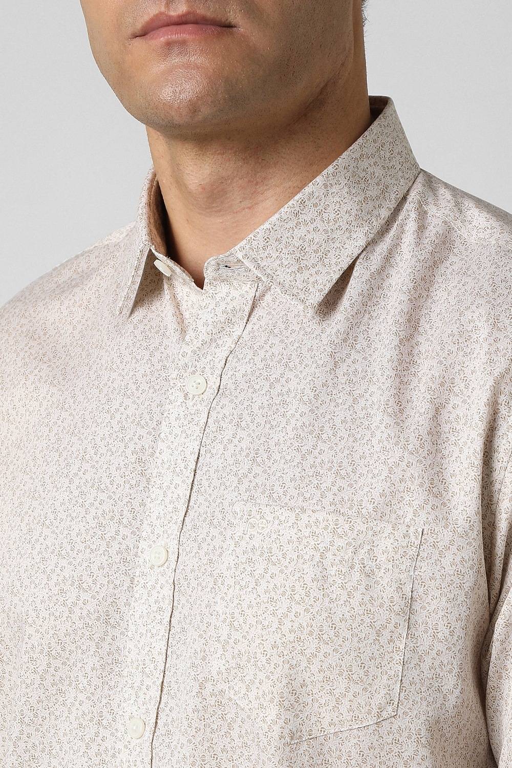 PETER ENGLAND Men Printed Casual Beige Shirt - Image 5