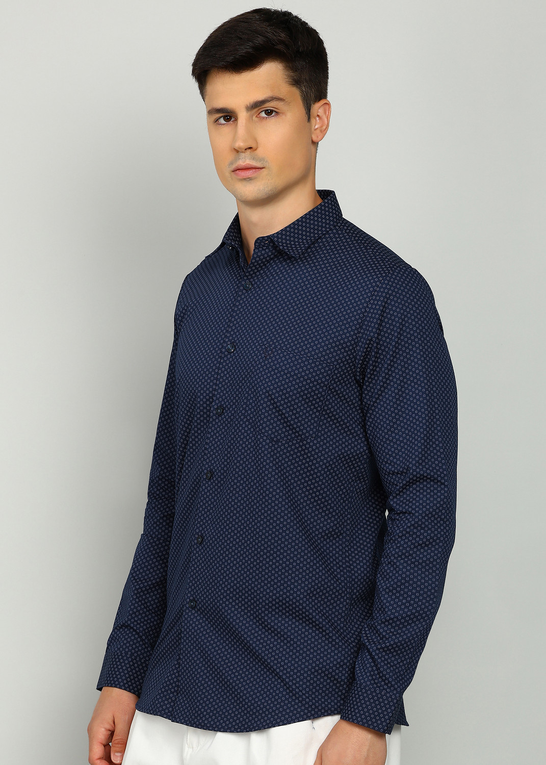 Image of Allen Solly Men Printed Casual Blue Shirt