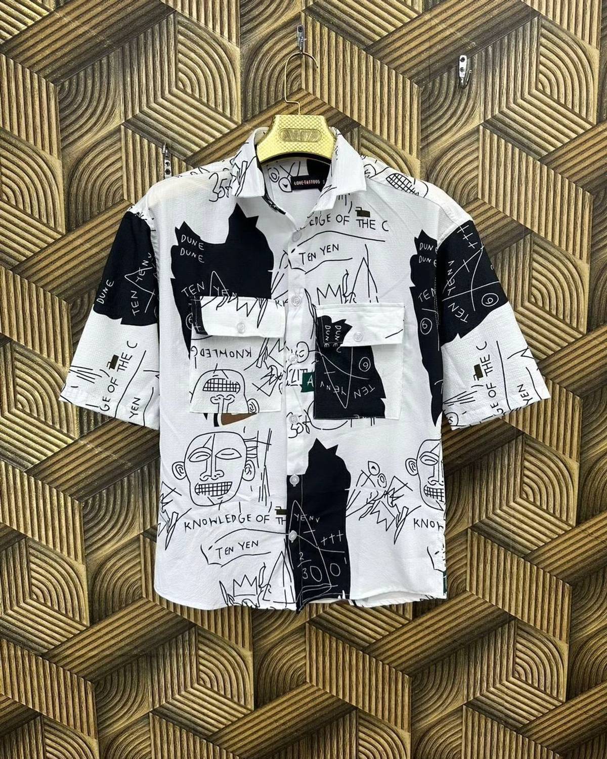 AKSK Men & Women Printed Casual White Shirt