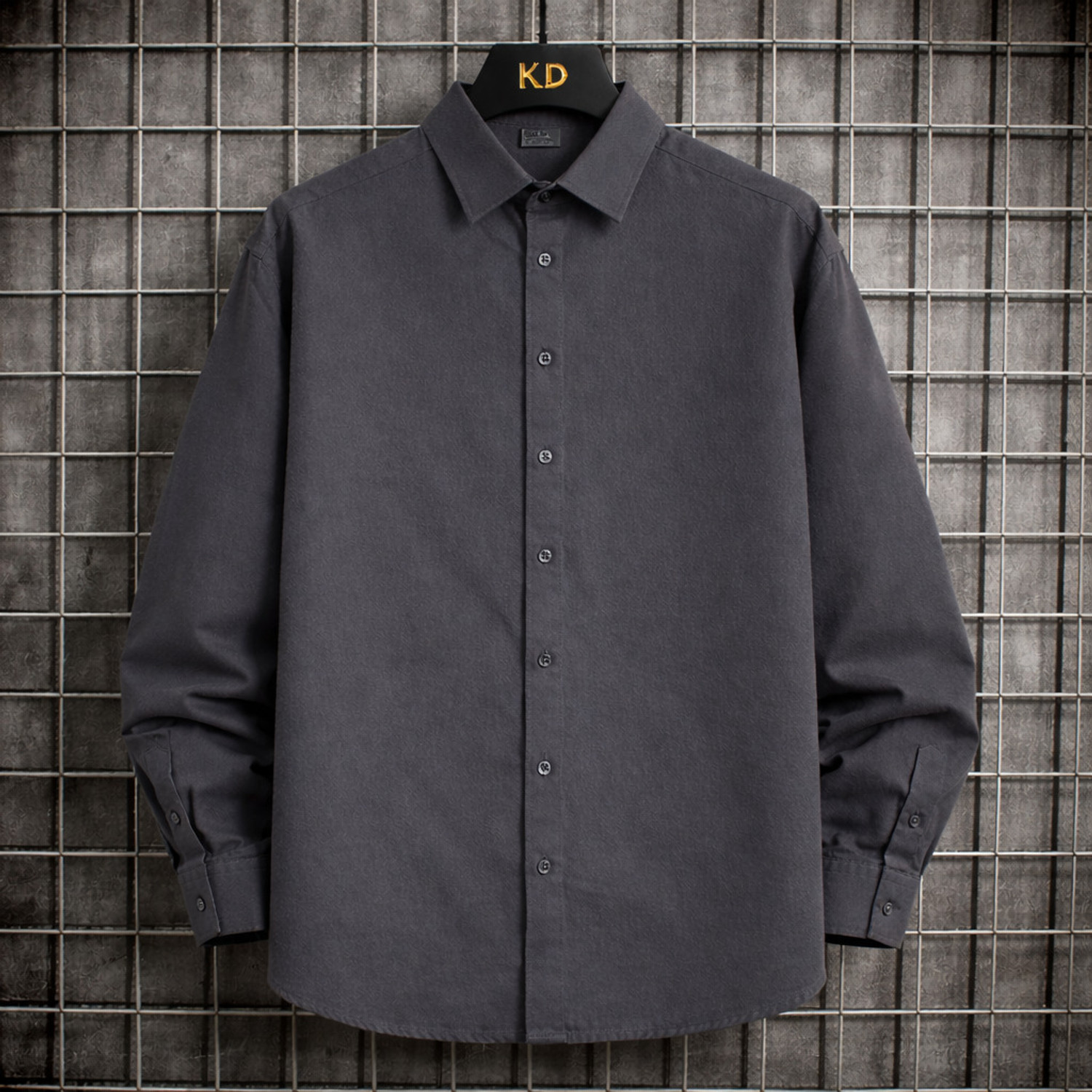 Image of ELVARO Men Graphic Print Casual Grey Shirt