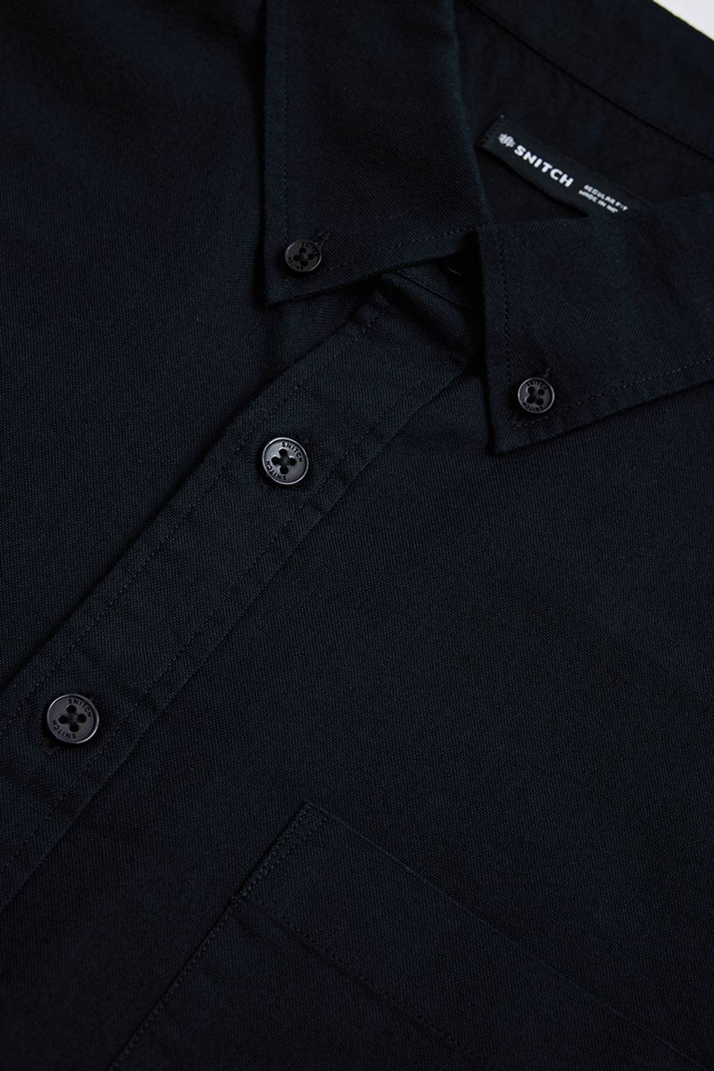 Snitch Men Solid Casual Black Shirt - Image 5