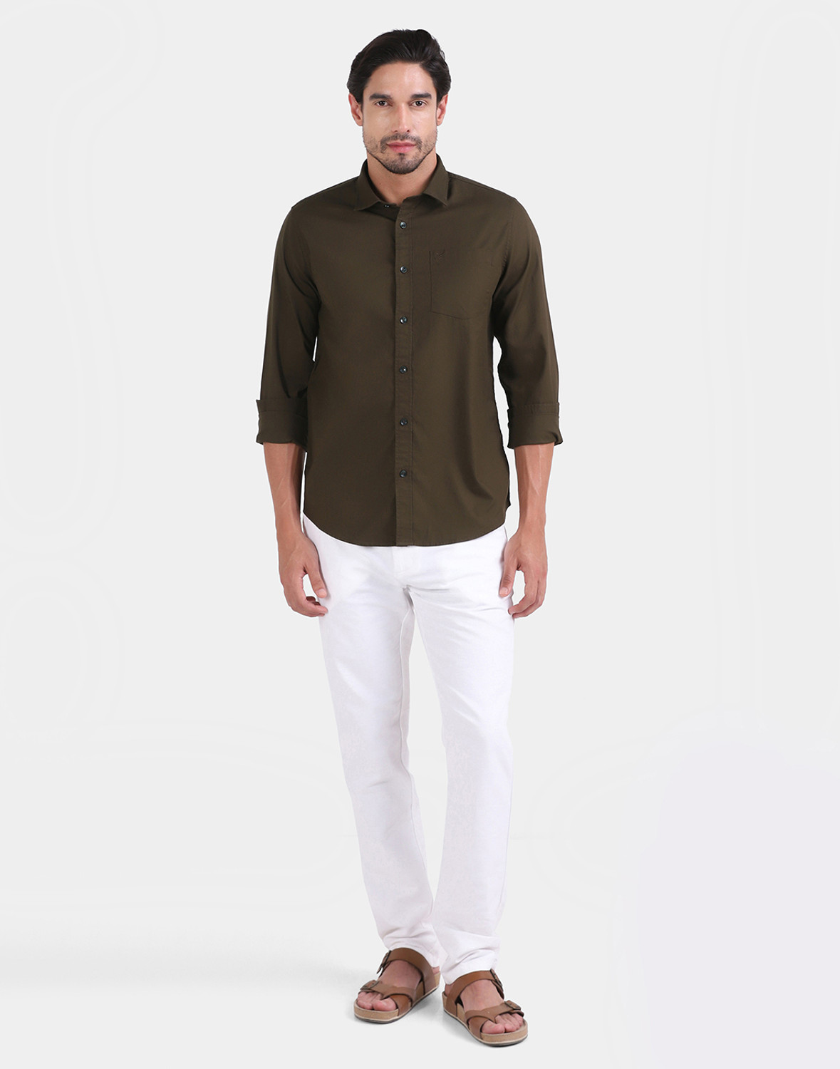 Image of Blackberrys Men Printed Casual Brown Shirt
