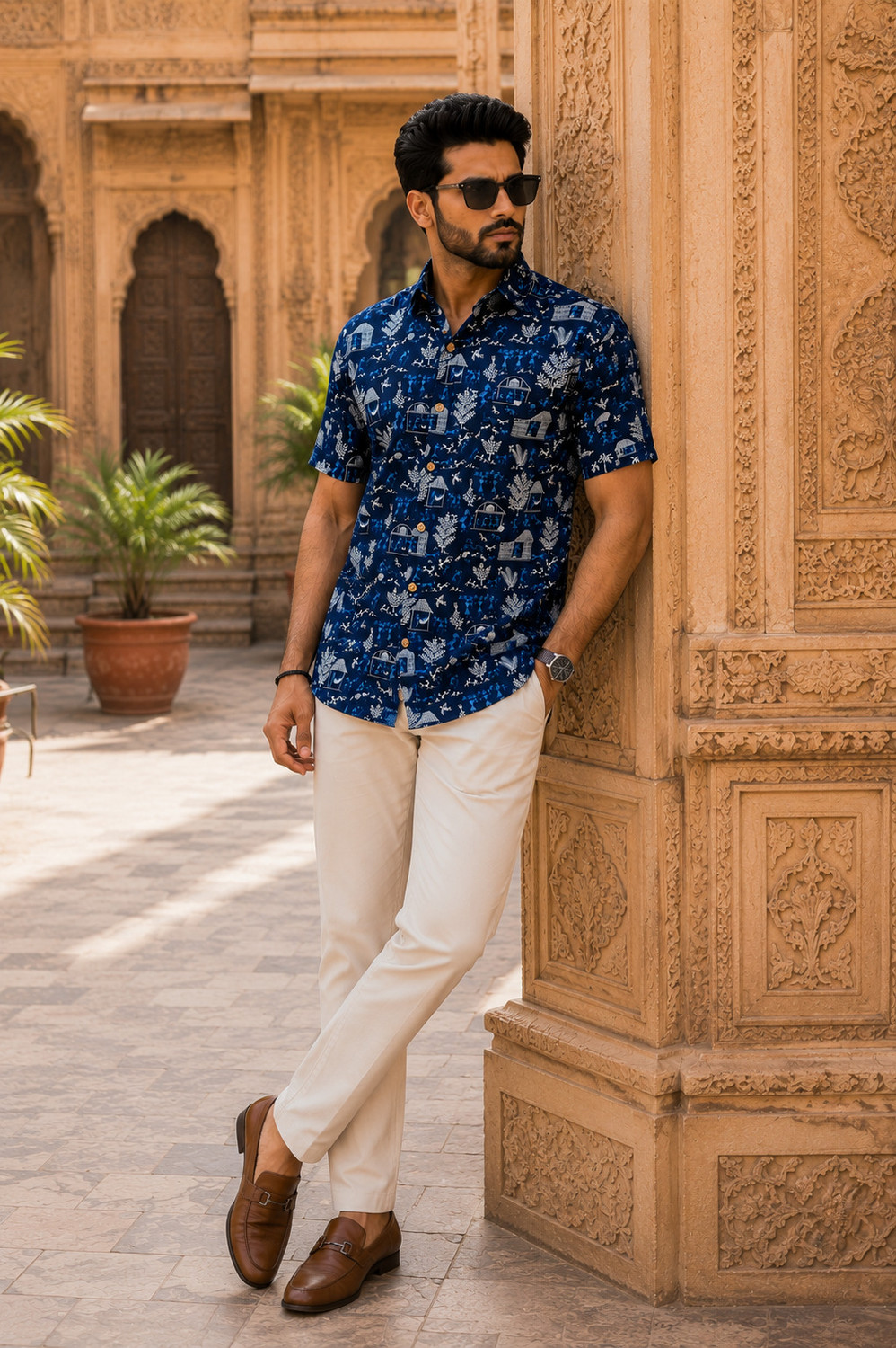 Image of JAIPUR RAJWADA Men Printed Casual Multicolor Shirt