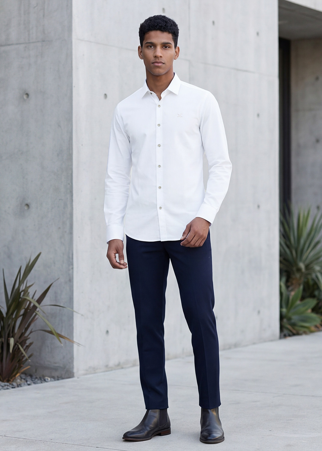 Image of KILLER Men Solid Casual White Shirt