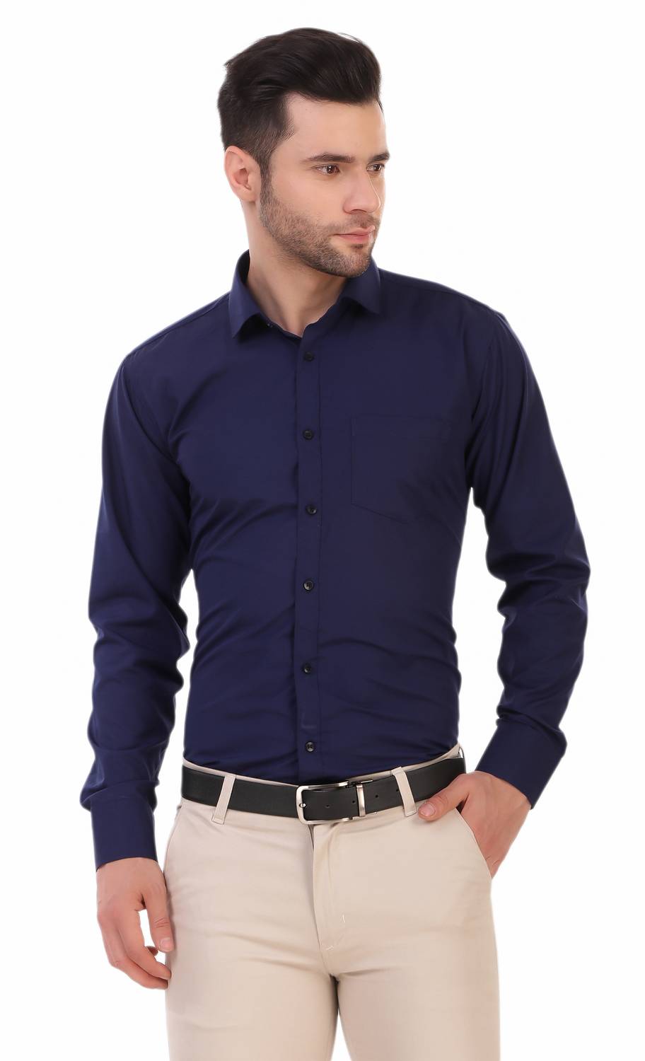 BALESHWAR Men Solid Formal Blue Shirt