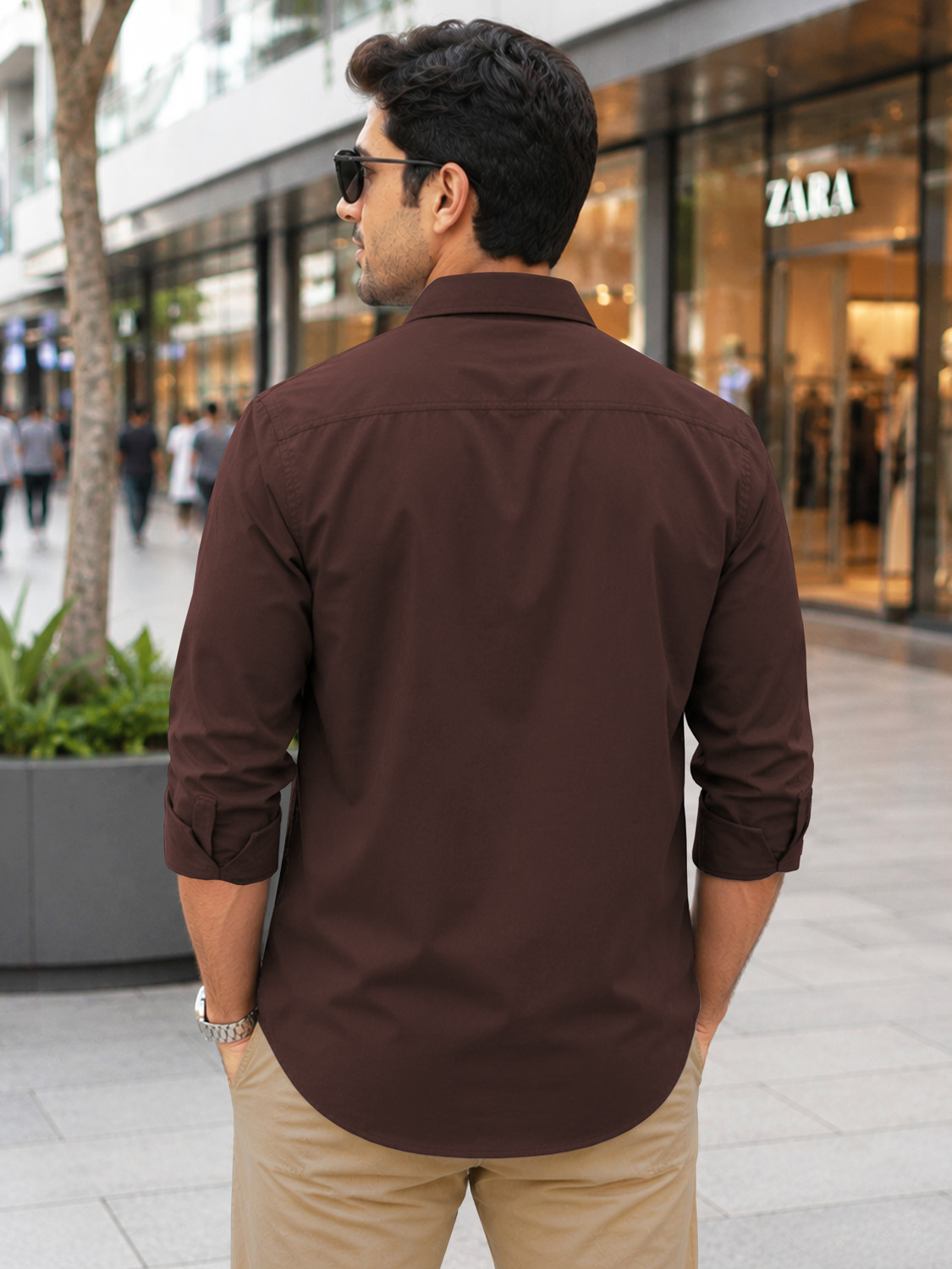 Image of VeBNoR Men Solid Casual Brown Shirt