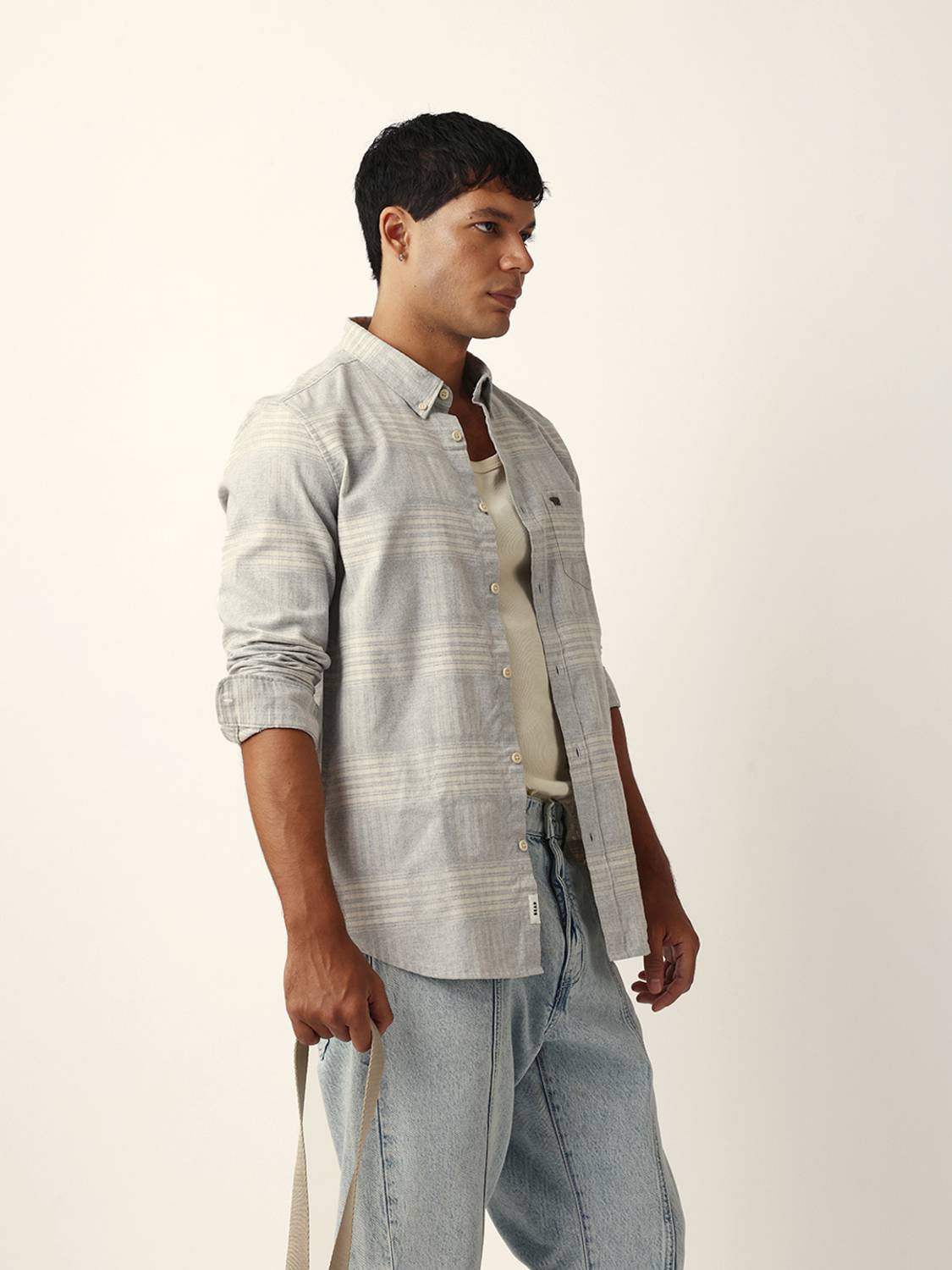 THE BEAR HOUSE Men Grey Checkered Shirt - Image 4