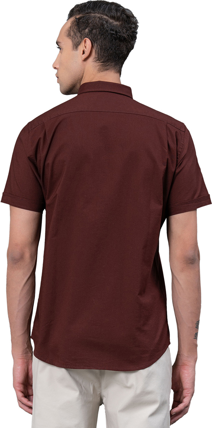 Image of RED TAPE Men Solid Casual Maroon Shirt