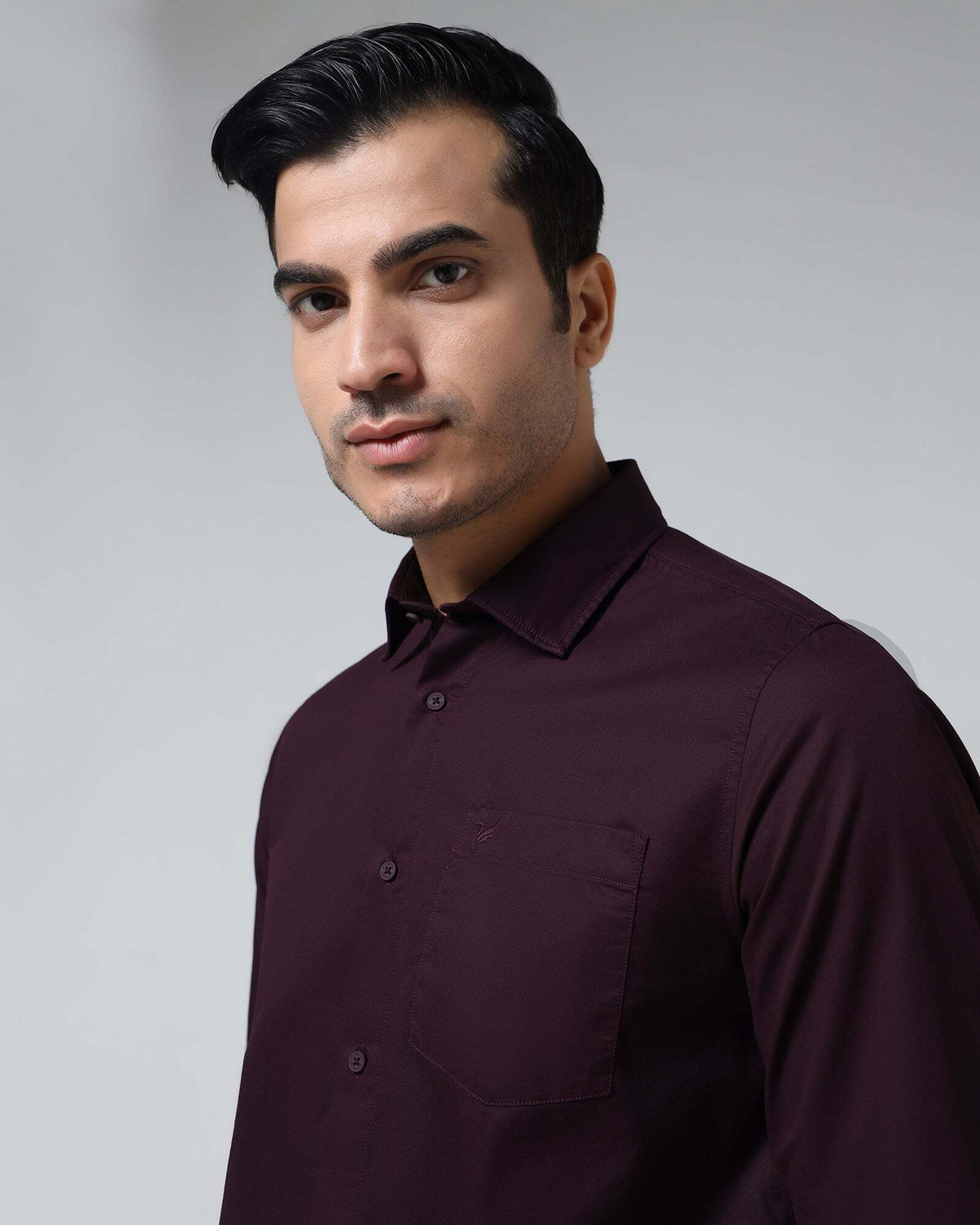 Image of Blackberrys Men Solid Casual Maroon Shirt