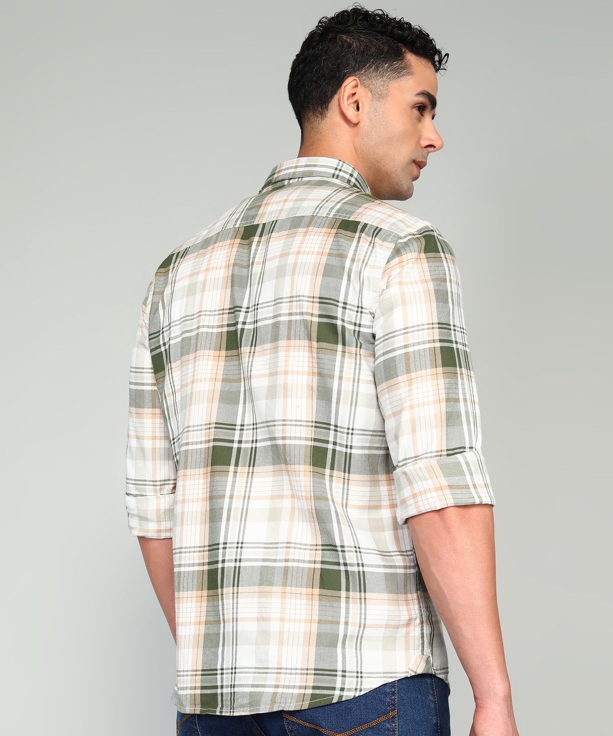 Image of U.S. POLO ASSN. Men Checkered Casual Green Shirt