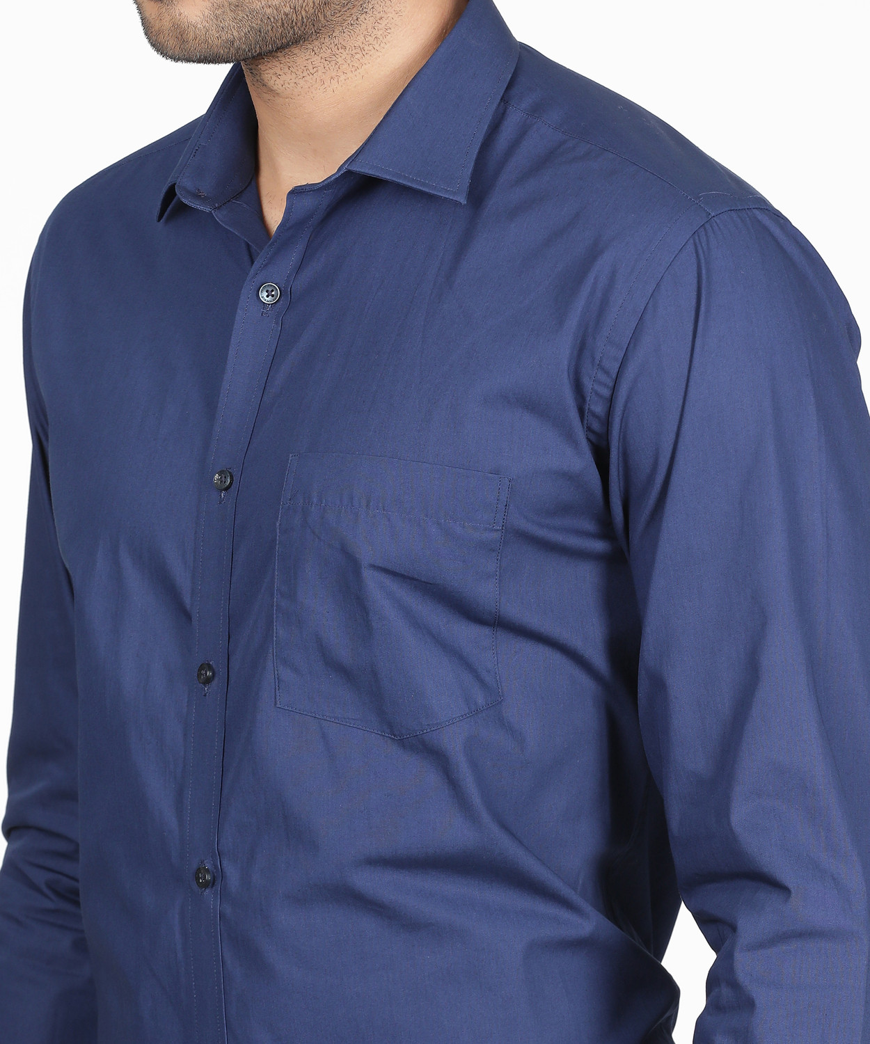 Image of PARK AVENUE Men Solid Formal Blue Shirt