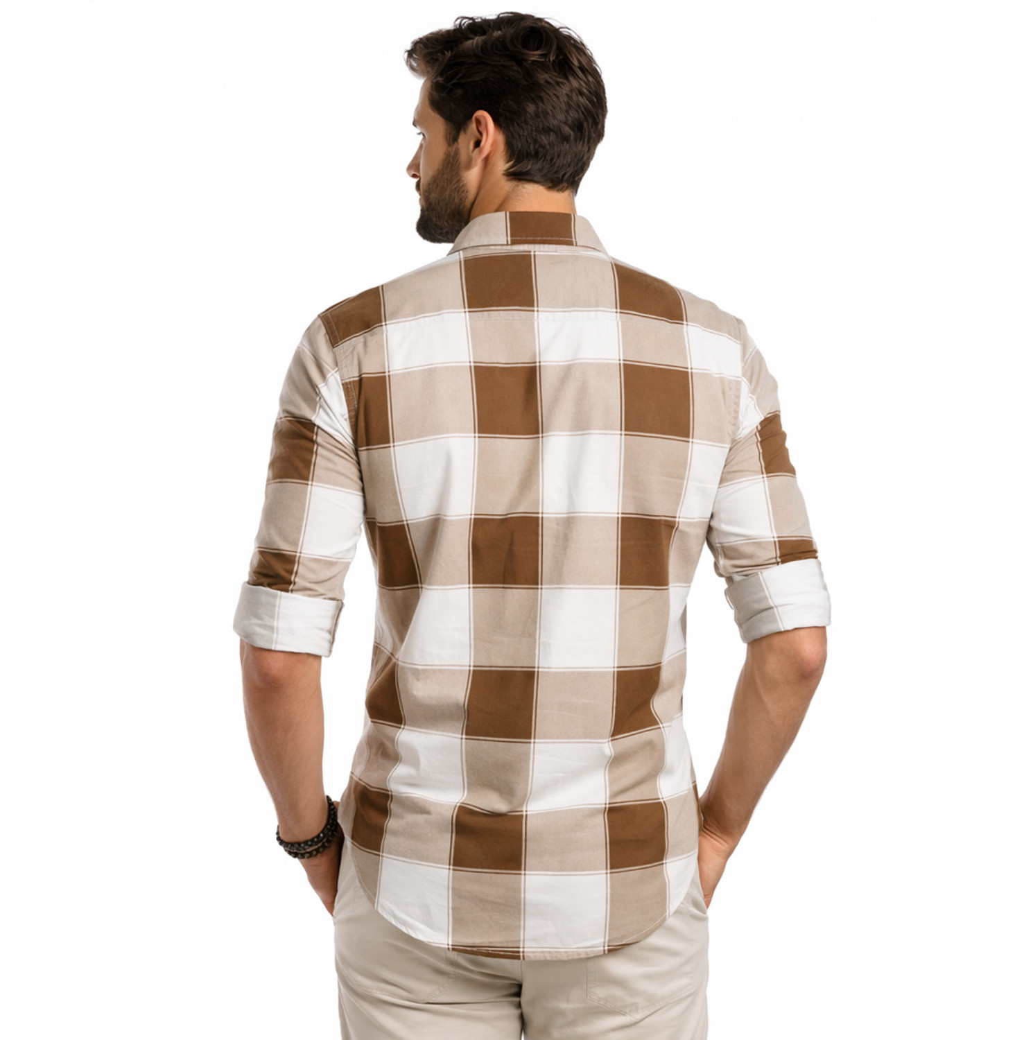 Image of DM FASHION Men Printed Casual Brown Shirt