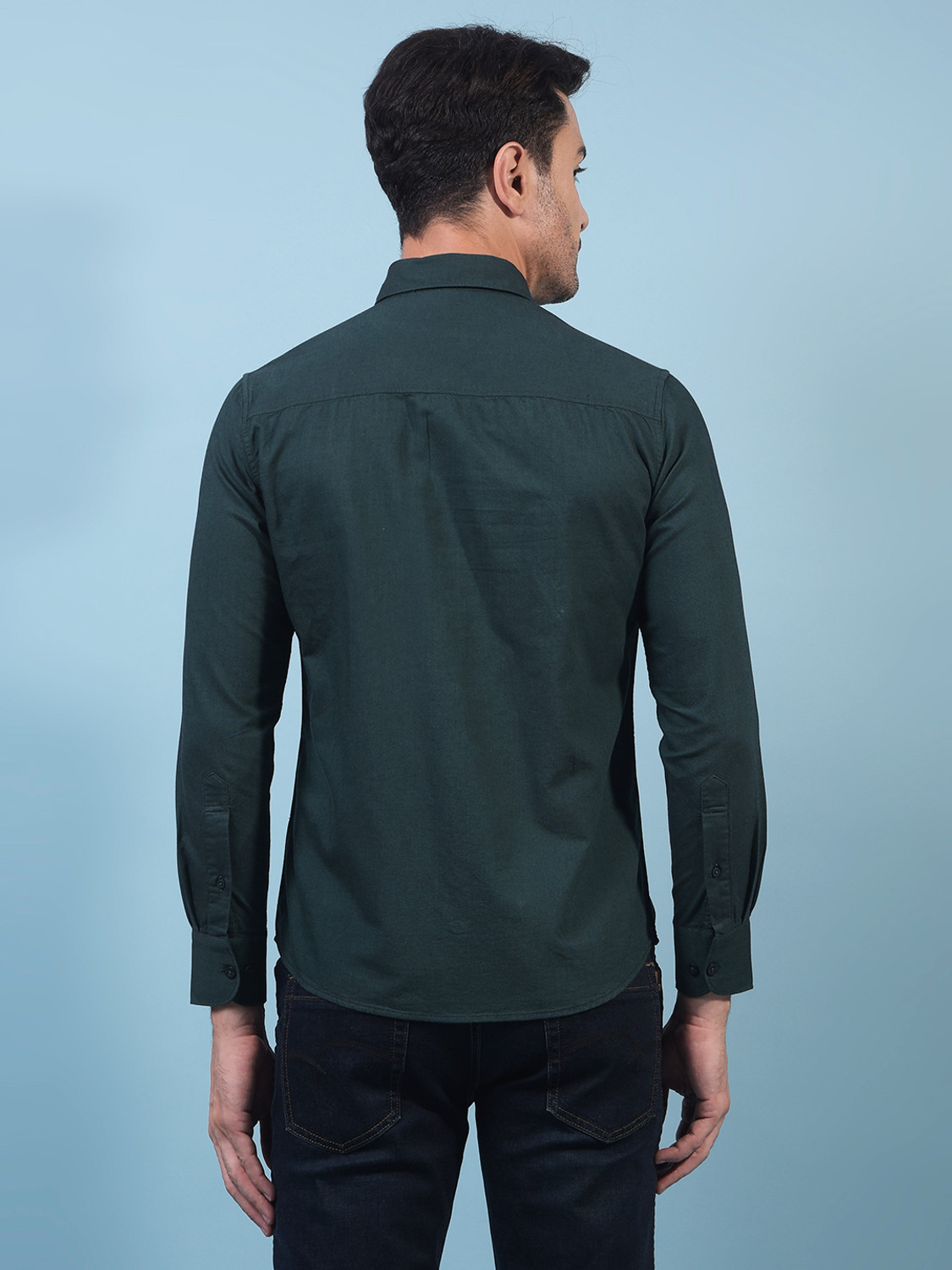Image of CRIMSOUNE CLUB Men Solid Casual Green Shirt