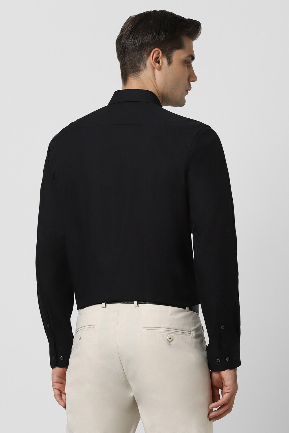 Image of PETER ENGLAND Men Solid Formal Black Shirt