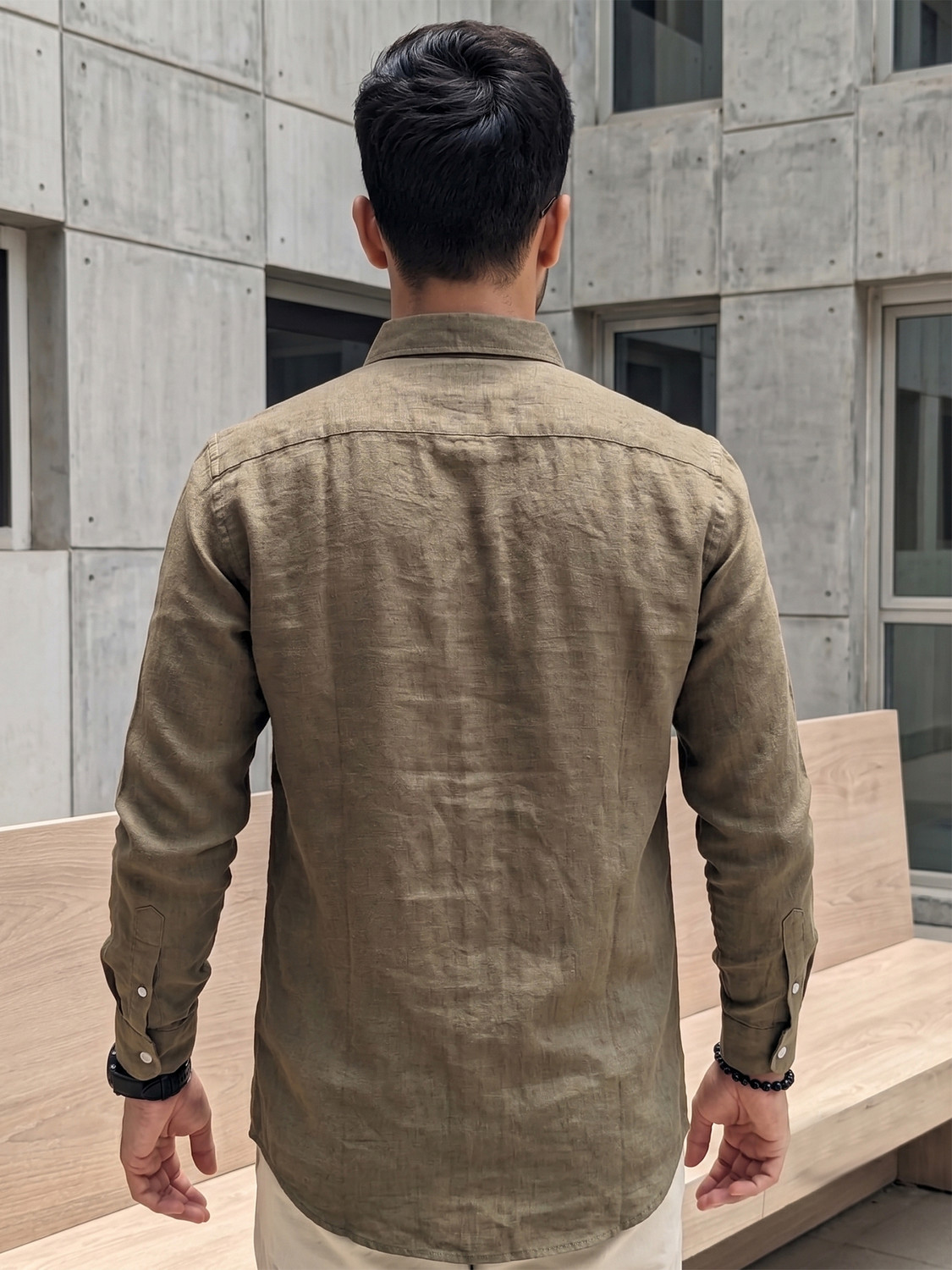 Image of METRONAUT Men Solid Casual Khaki Shirt
