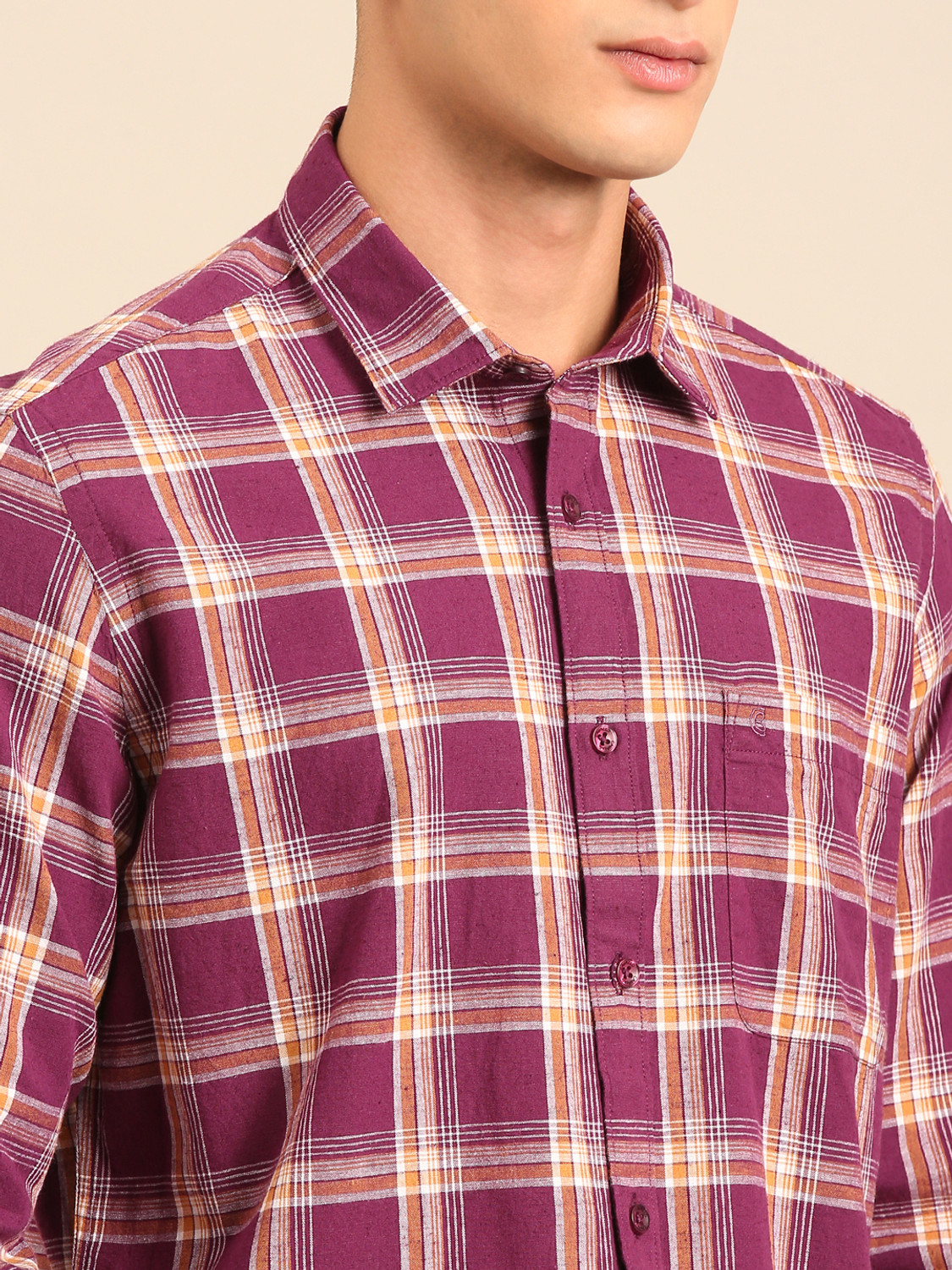 Image of CAVALLO BY LINEN CLUB Men Regular Fit Checkered Spread Collar Casual Shirt