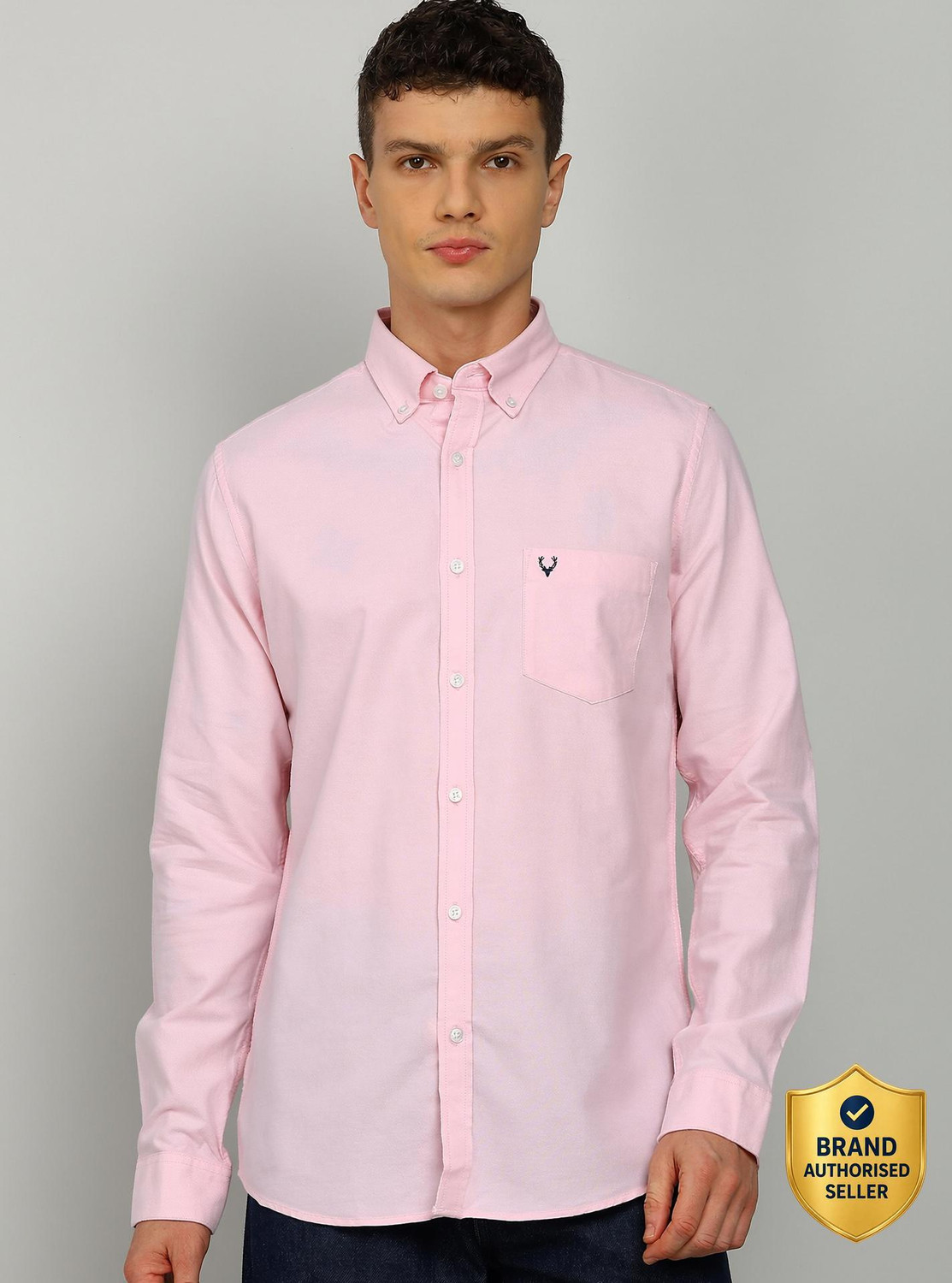 Allen Solly Men Solid Casual Pink Shirt