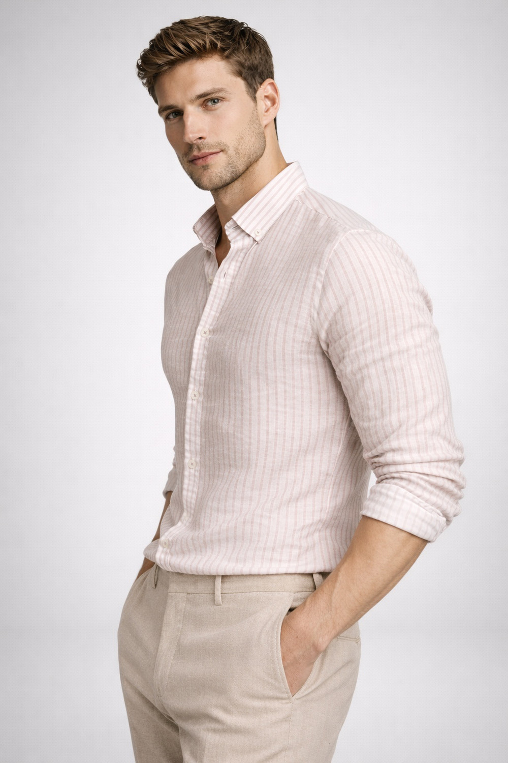 Image of MISCHIEF Monkey Men Regular Fit Striped Button Down Collar Casual Shirt