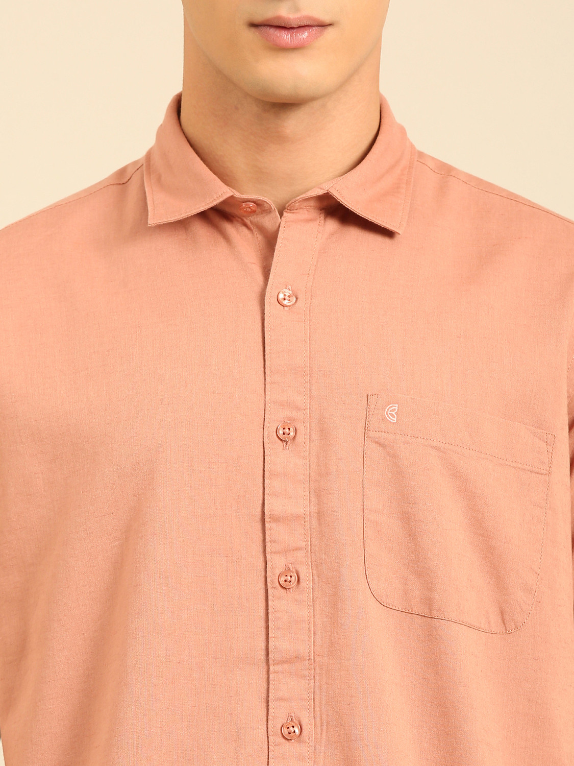 Image of CAVALLO BY LINEN CLUB Men Solid Casual Orange Shirt
